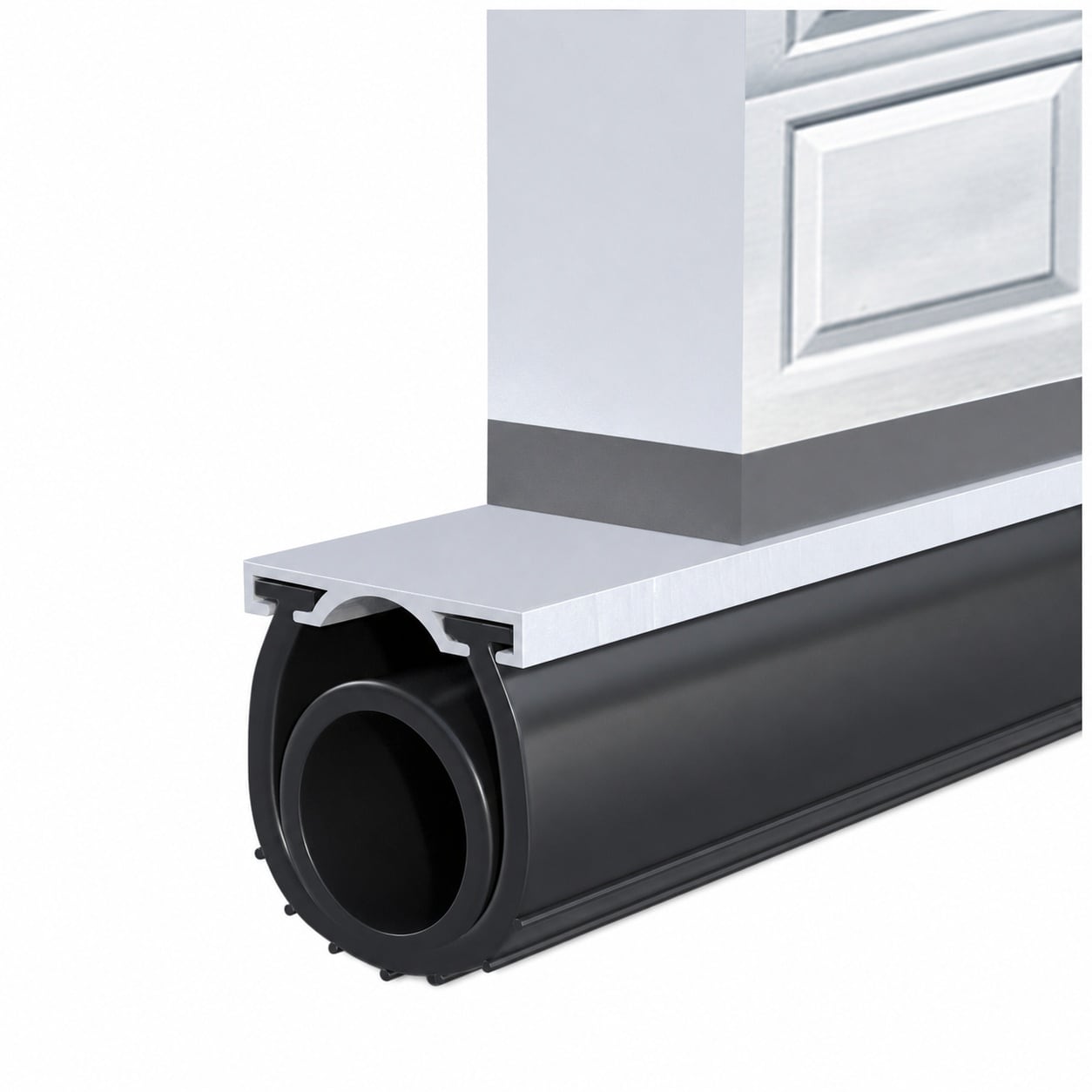 Aoibox  8 ft Weatherproof EPDM Rubber Garage Door Bottom Seal Kit with Aluminum Track Blocks Drafts Rain and Pests