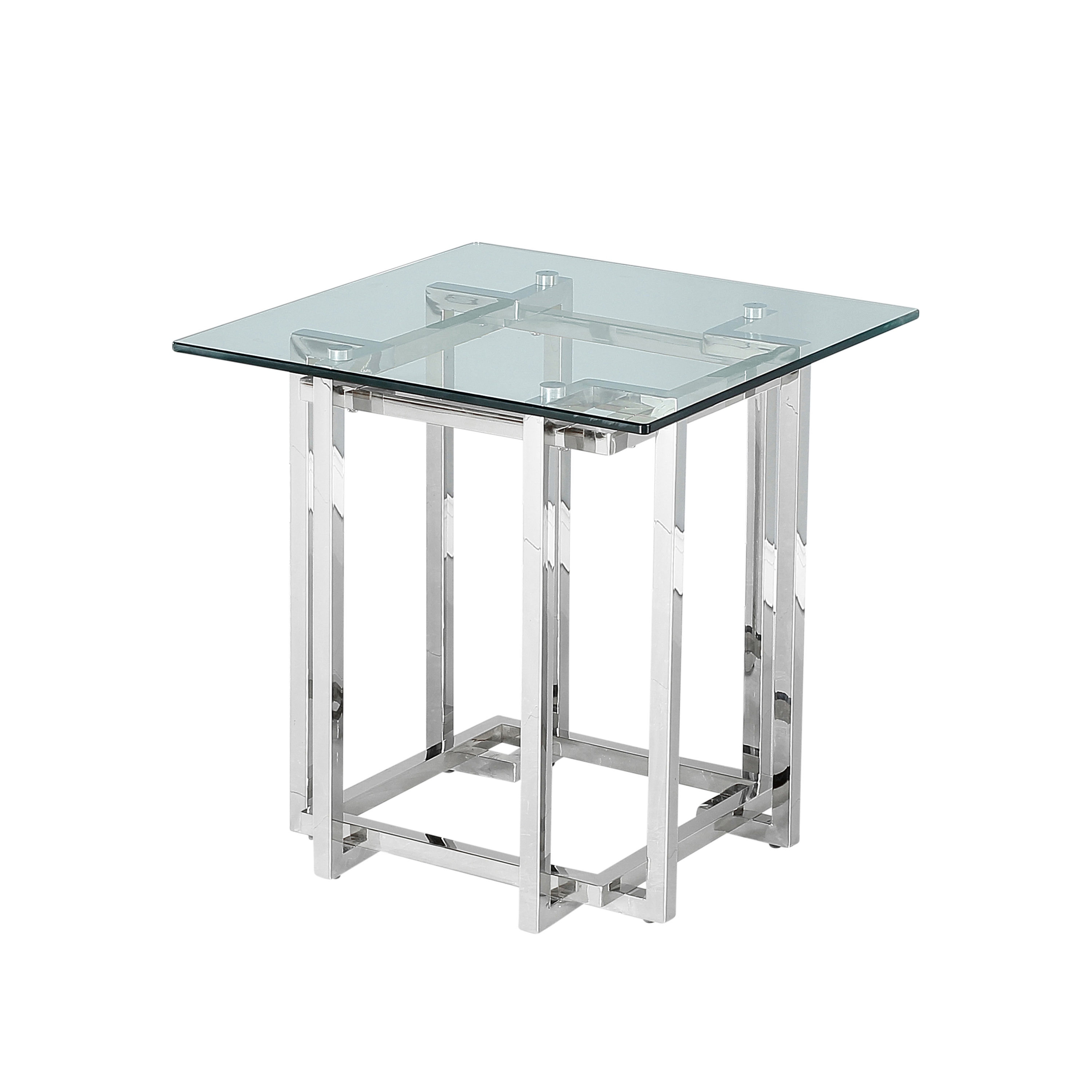 Sagebrook Home 14624-01 23.6-in W x 24-in H Silver Glass Modern End Table Assembly Required