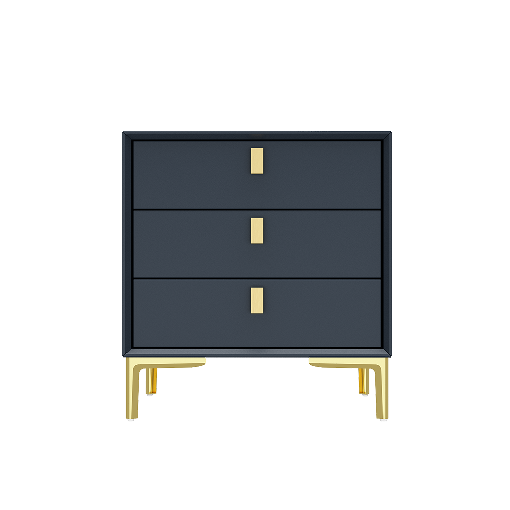 Homsee V-KF020241-03 Nightstand with 3 Drawers Wood Nightstand with Metal Legs for Bedroom Storage