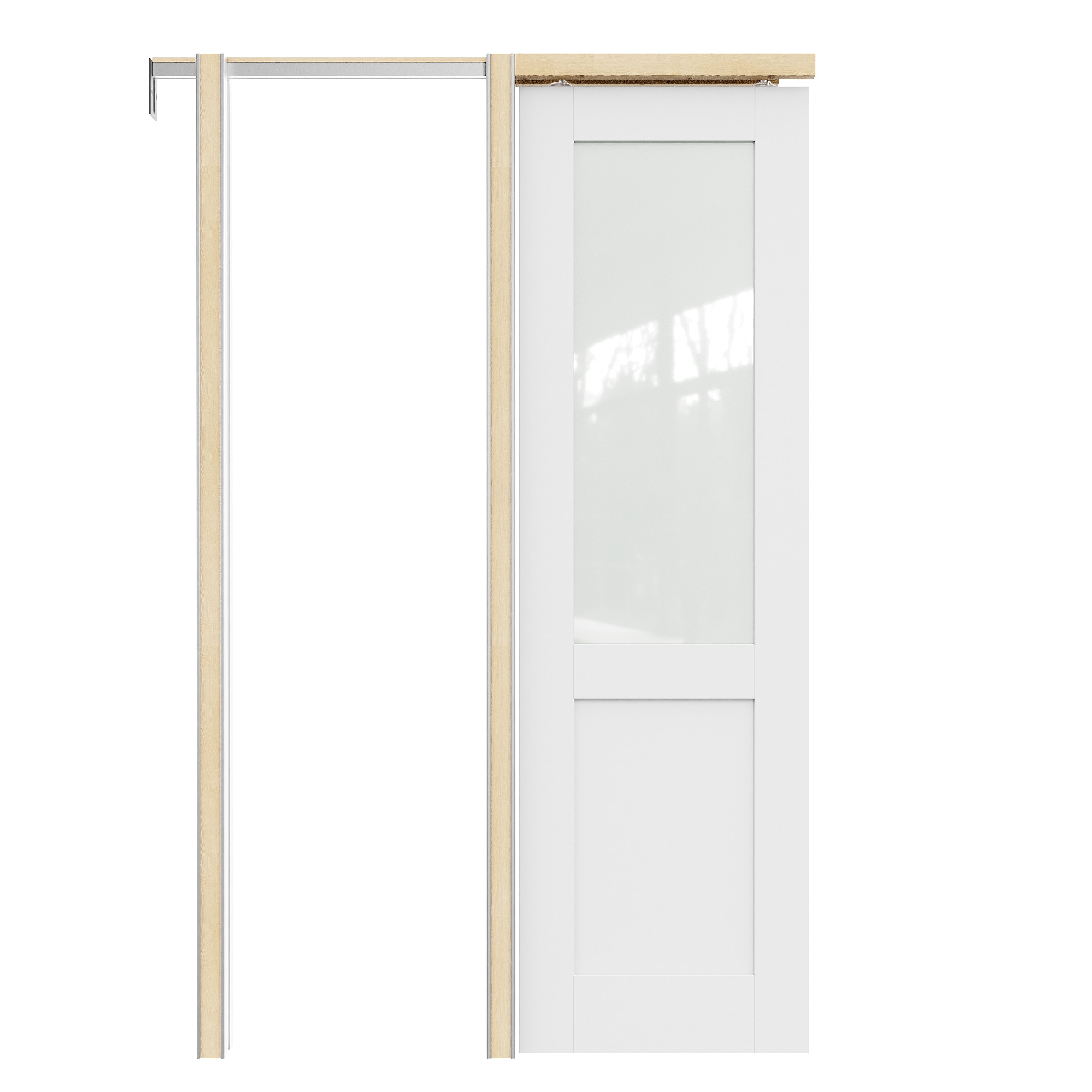 JUJUBON IN-PDPKSC-BLXB-28R 28-in x 80-in MDF Pocket Door Frame with Pocket Door,Pocket Door Frame and Hardware Soft Close Included