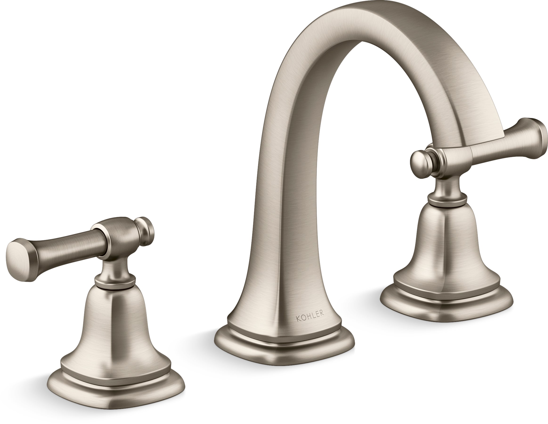 KOHLER REC27819-4D-BN Florez Vibrant Brushed Nickel Widespread 2-handle WaterSense High-arc Residential Handle Bathroom Sink Faucet with Drain