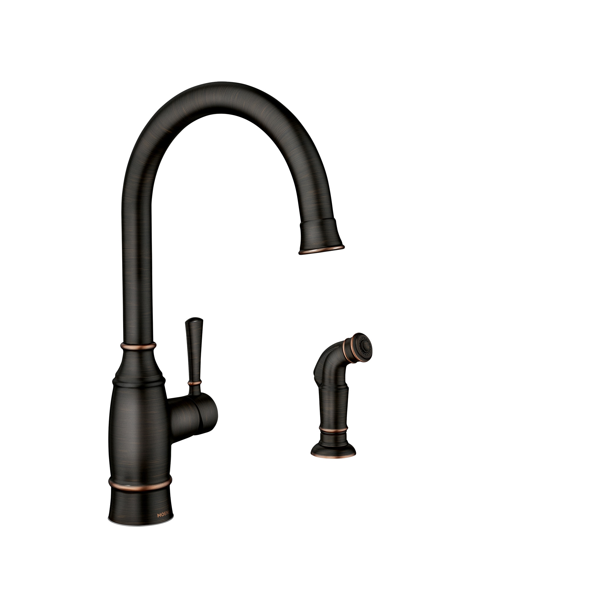 Moen Noell Mediterranean Bronze Single Handle Kitchen Faucet (Deck Plate and Side Spray Included)