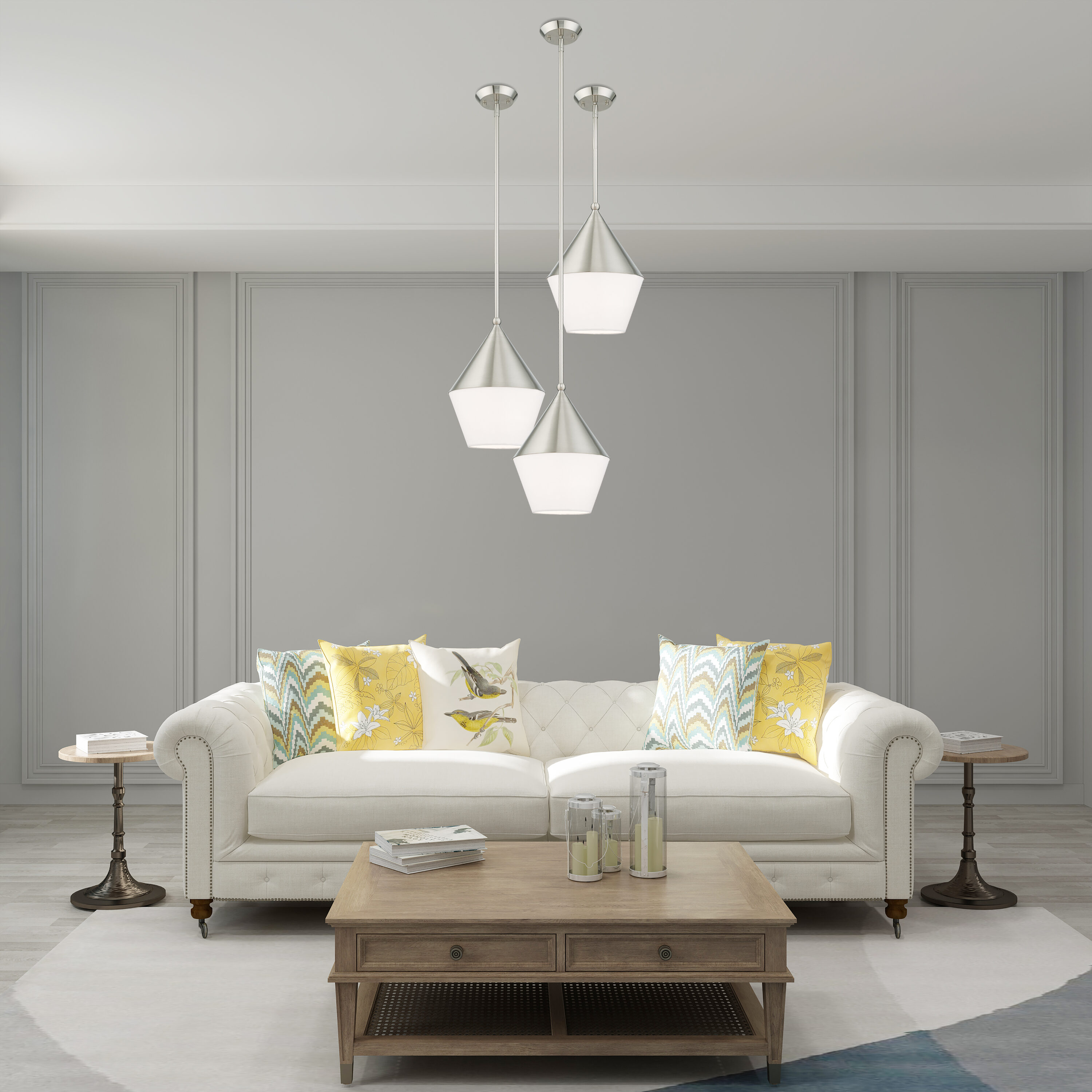 Brushed Nickel Glass Mini Pendant Light for Indoor/Outdoor