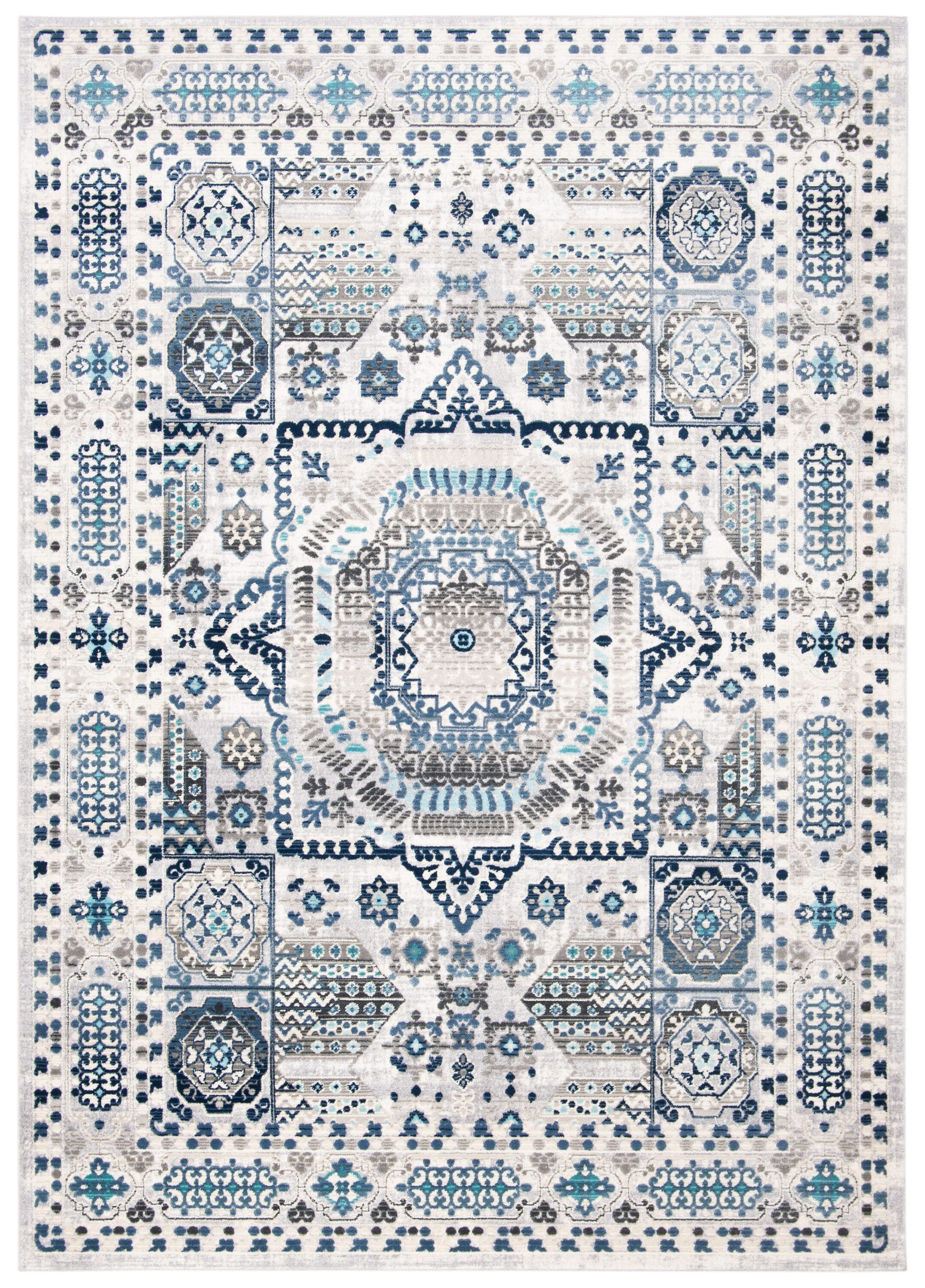 Elegant Gray and Cream Floral 4' x 6' Synthetic Wool Area Rug