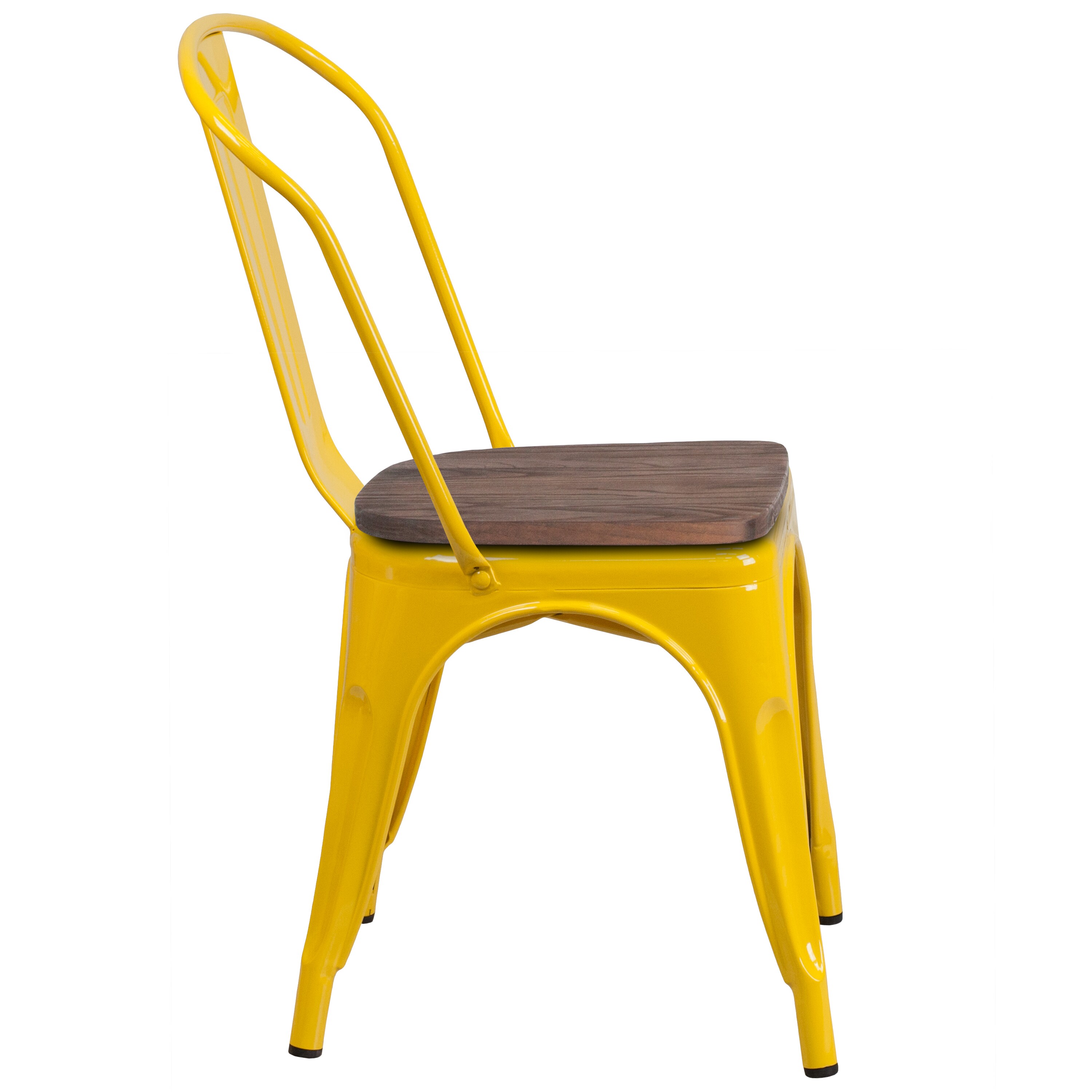 Flash Furniture Perry Rustic Walnut Wood Seat for Colorful Metal Chairs
