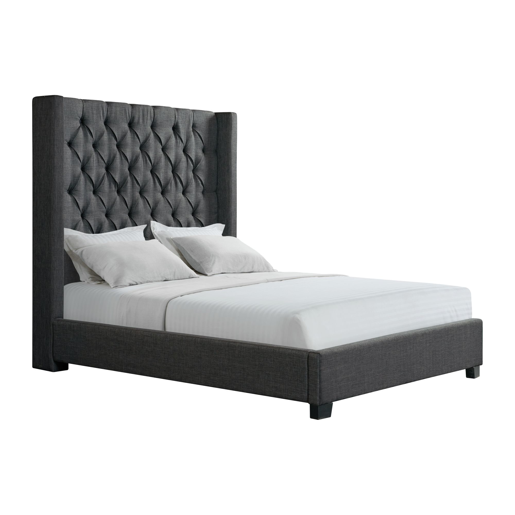 Picket House Furnishings UMW090QB Queen Charcoal Tufted Upholstered Bed with Headboard