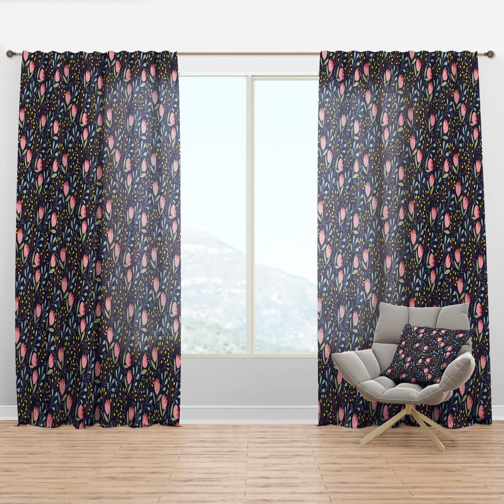 Designart CTN24274-52-84 84-Inches Purple Abstract Room darkening Thermal lined Rod pocket Single curtain panel