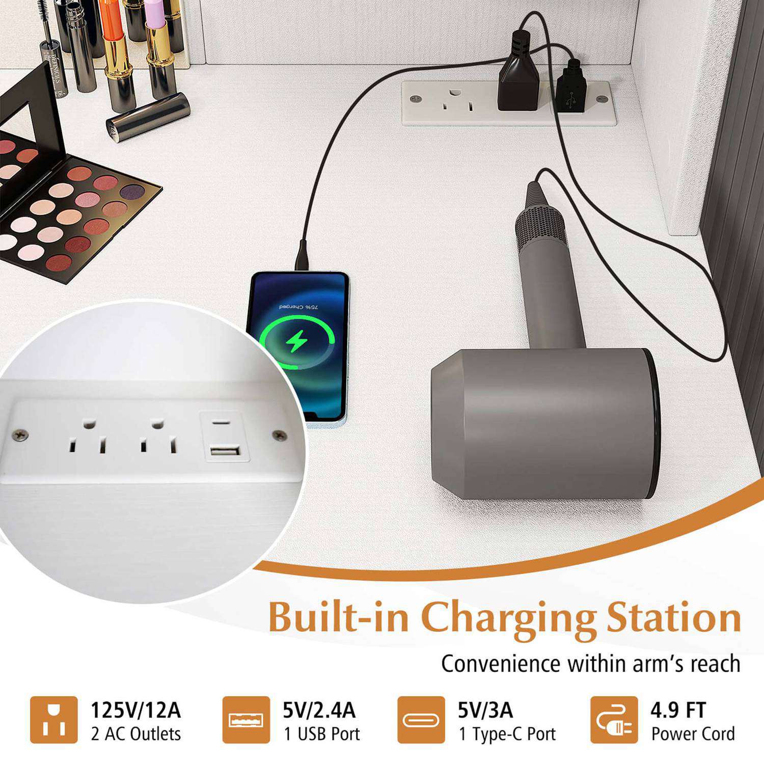 Costway HCST05128 Bedroom-Vanities - View #8