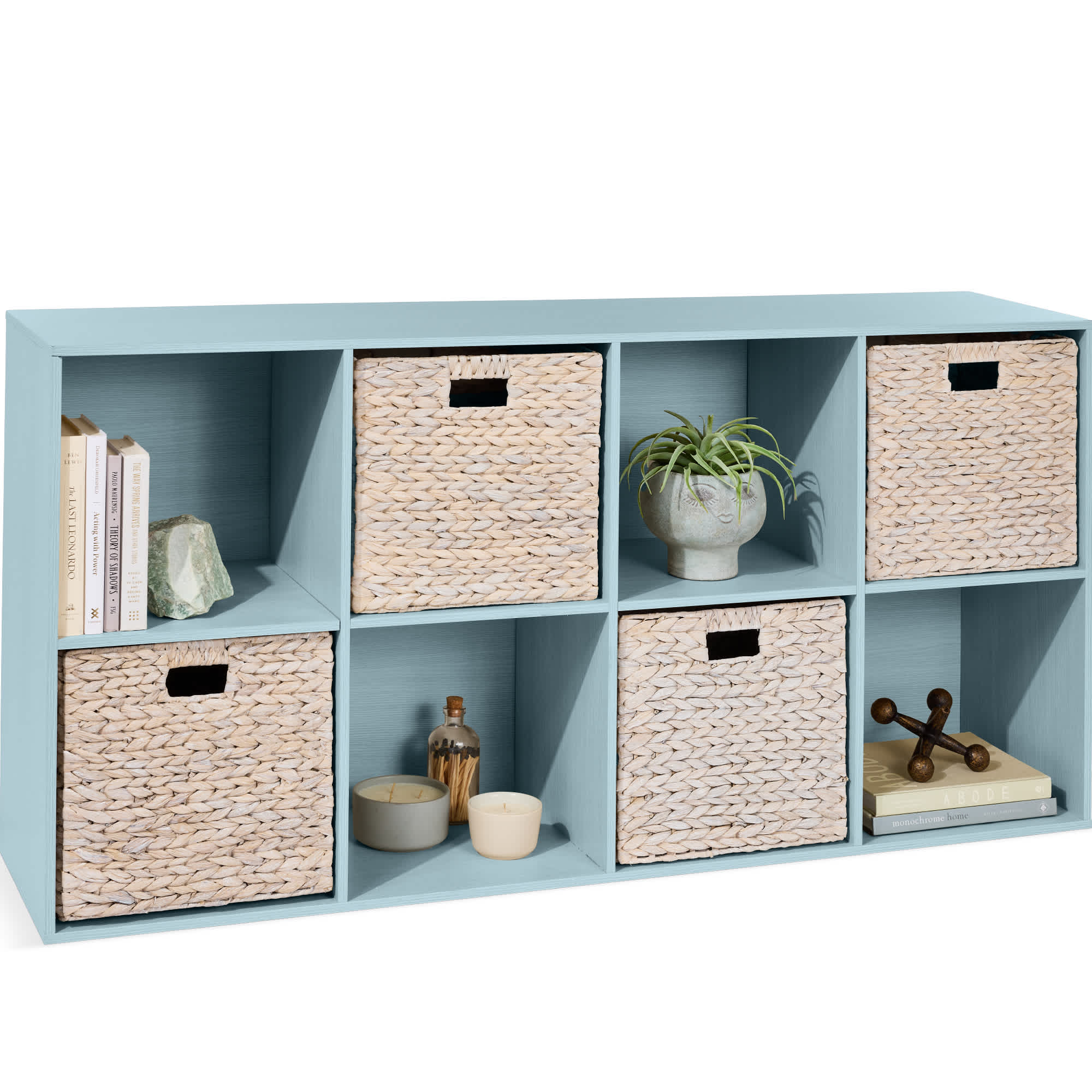 Best Choice Products SKY8770 8-Cube Bookshelf 135in Display Storage System Organizer w/ Removable Back Panels - Light Blue