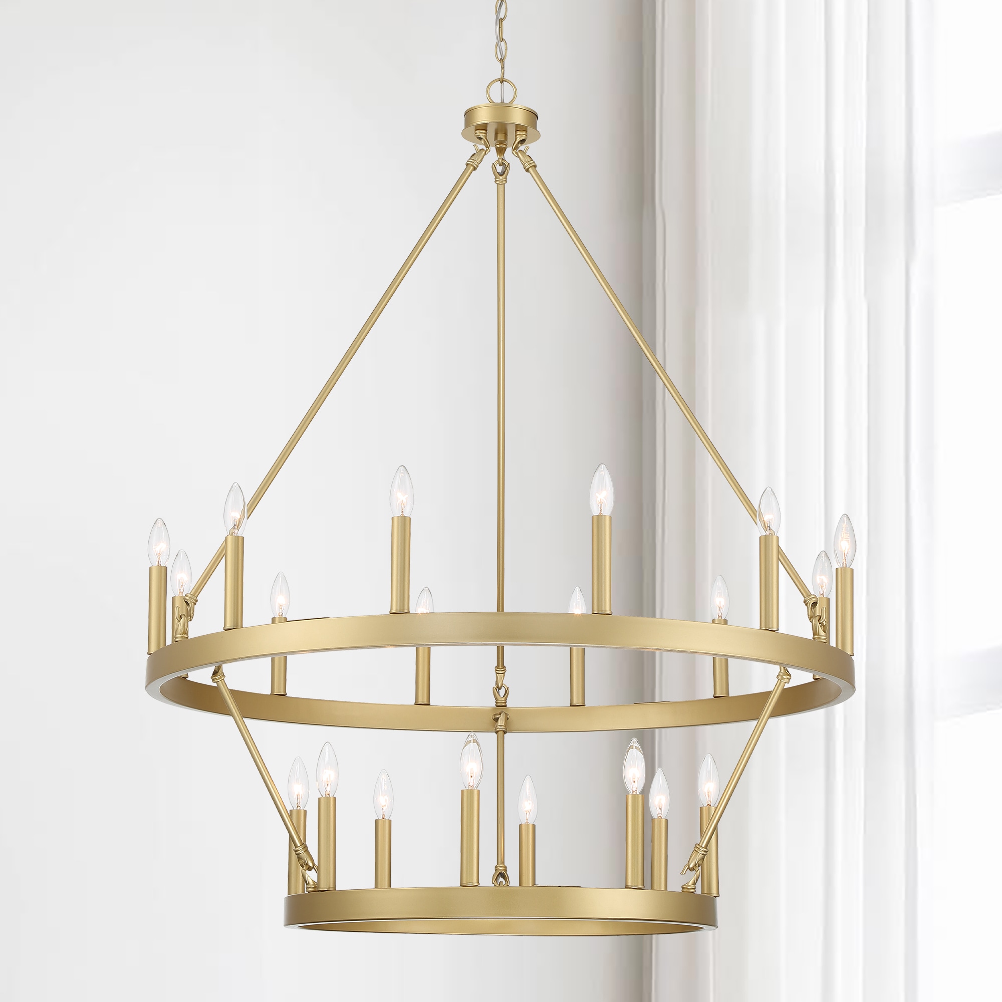 ACROMA Nauvoo 20 -Light Satin Gold Farmhouse Bare bulb For Use in Bedrooms, Dining Rooms, Foyers, Kitchens, Living Rooms Chandelier