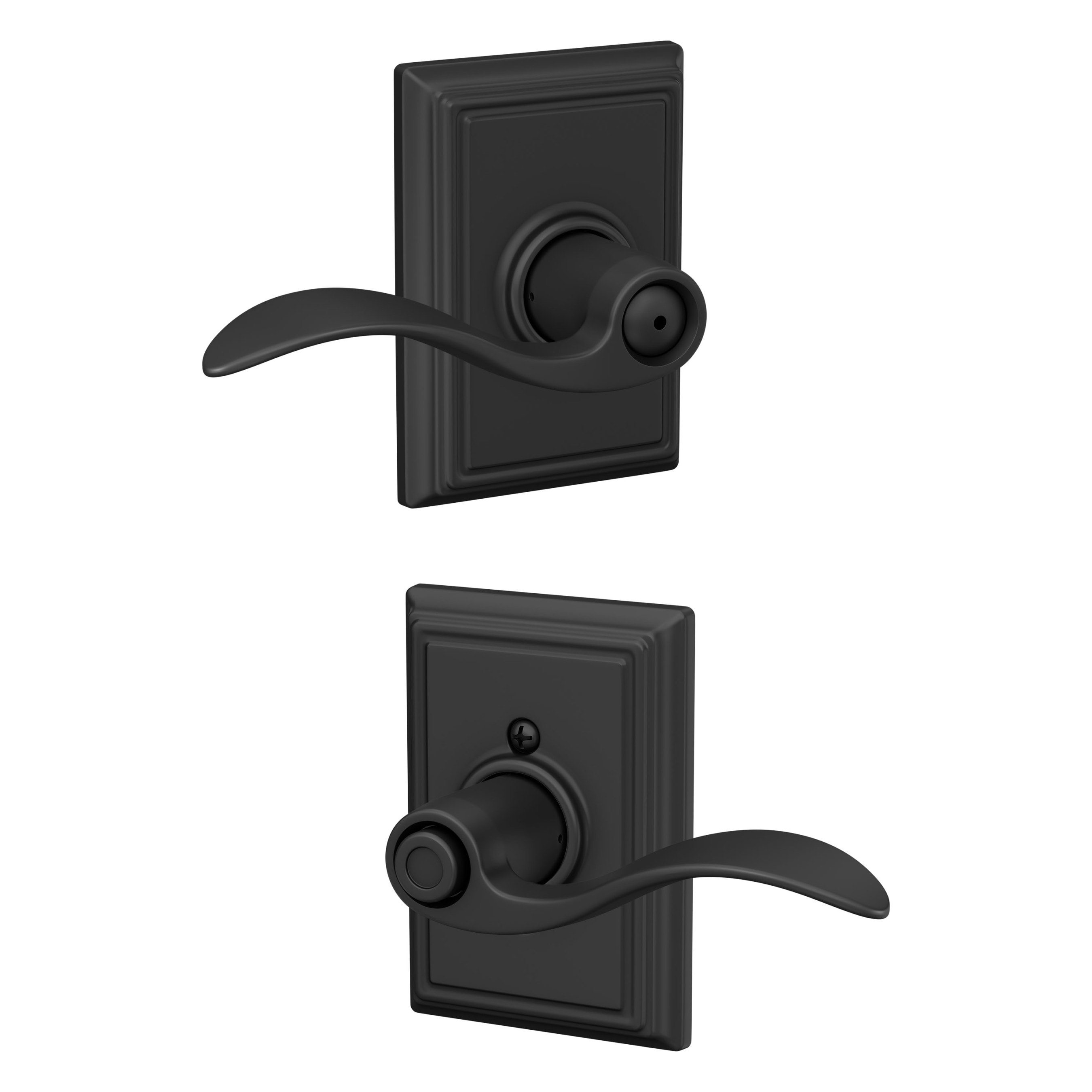 Schlage F40 ACC 622 ADD Accent-Addison Matte Black Interior Bed/Bath Privacy Door Handle
