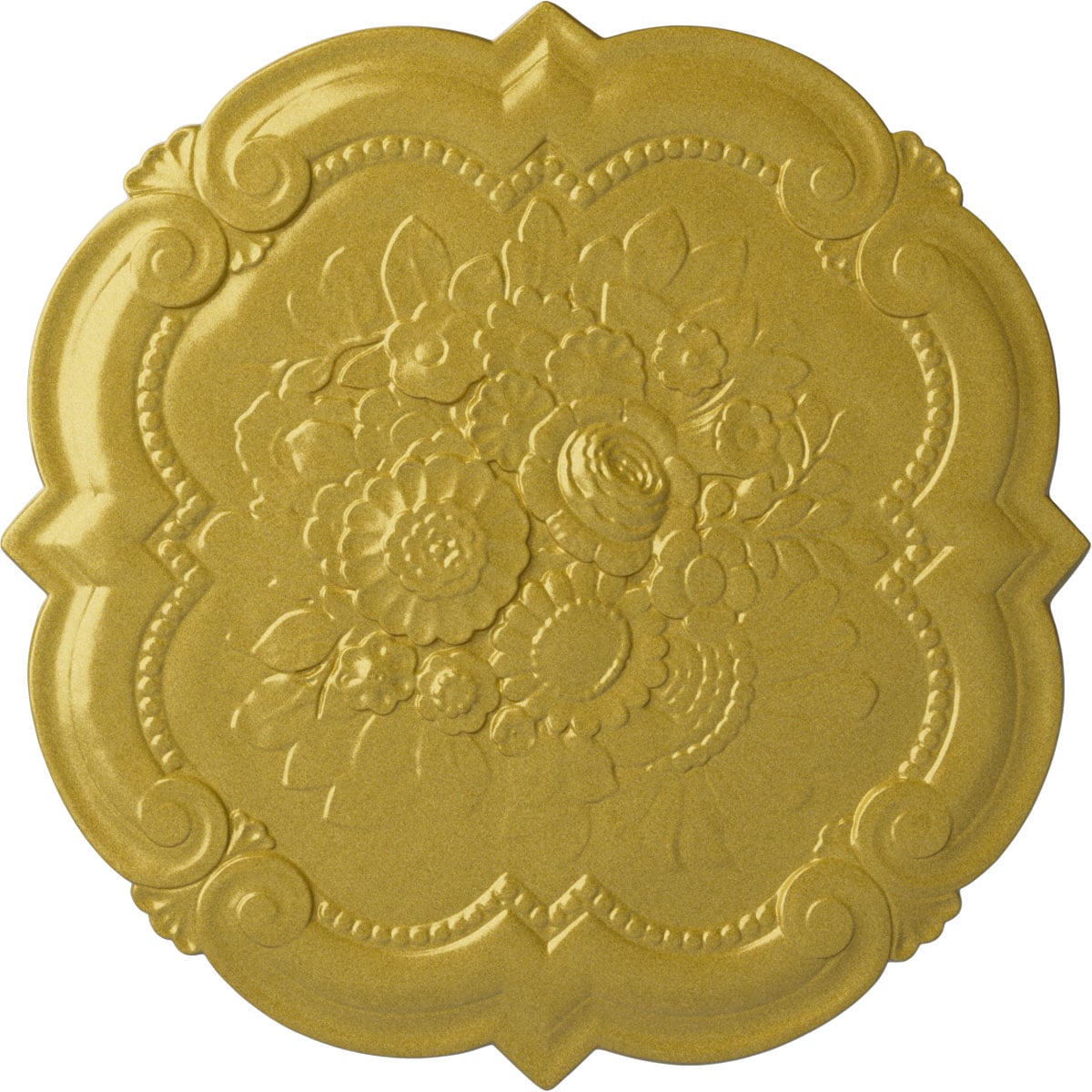 Ekena Millwork CM24VIRGS Victorian 24.38-in W x 24.38-in L Painted Rich Gold Polyurethane Whole Ceiling Medallion
