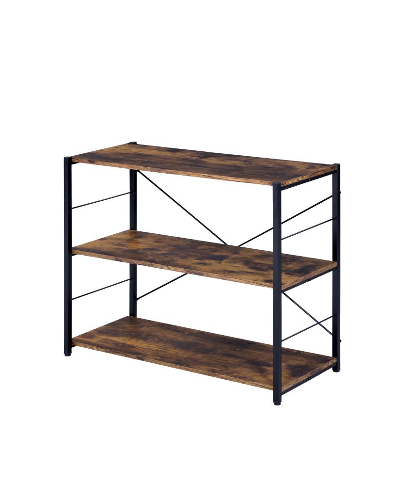 ACME FURNITURE 92770 Tesadea Rustic Oak and Black Metal 3 -Shelf Bookcase ( 32-Inches W x 30-Inches H x 13-Inches D ) Finished