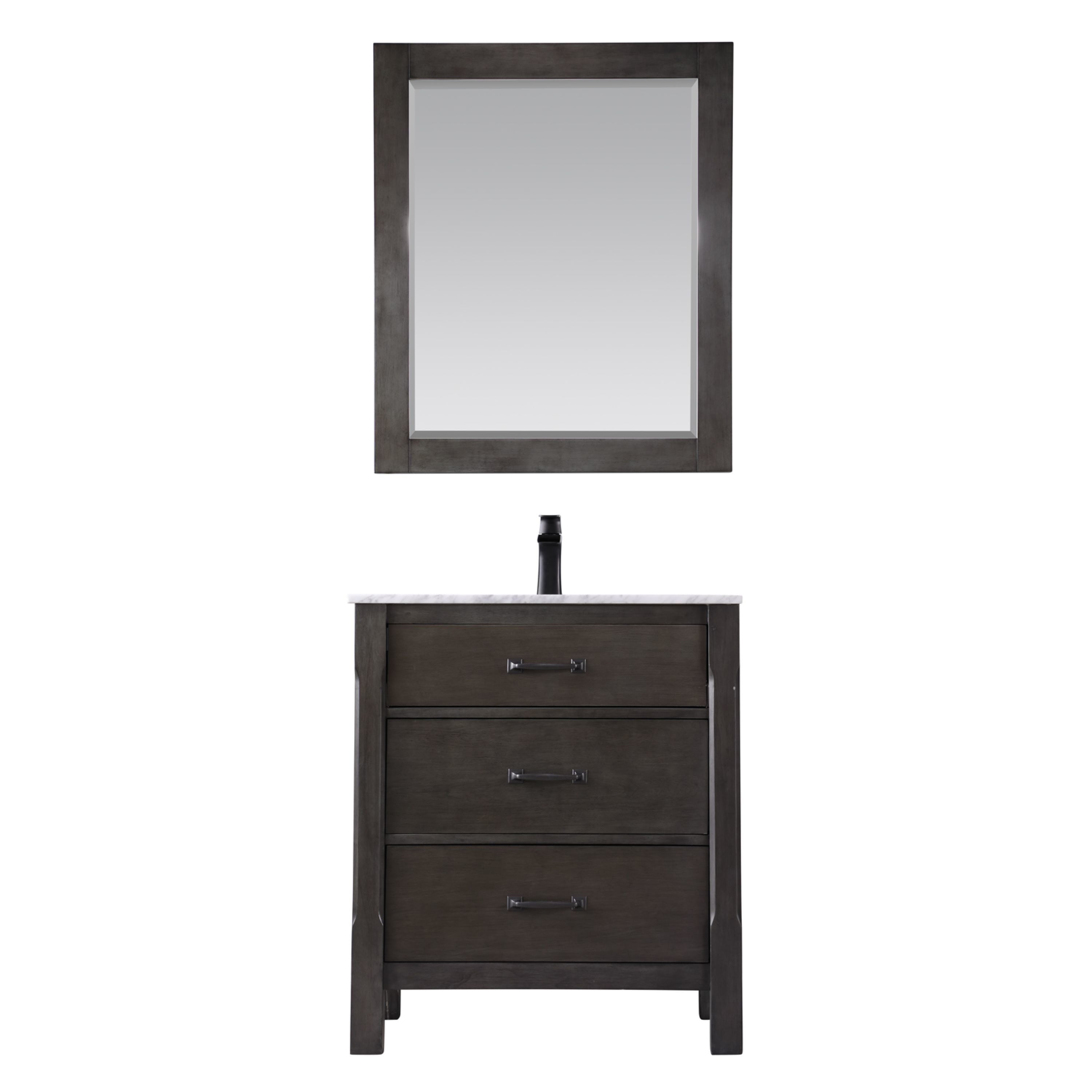 Altair 535030-RL-CA Maribella 30-in Rust Black Undermount Single sink Bathroom Vanity with Carrara White Marble Top (Mirror Included)