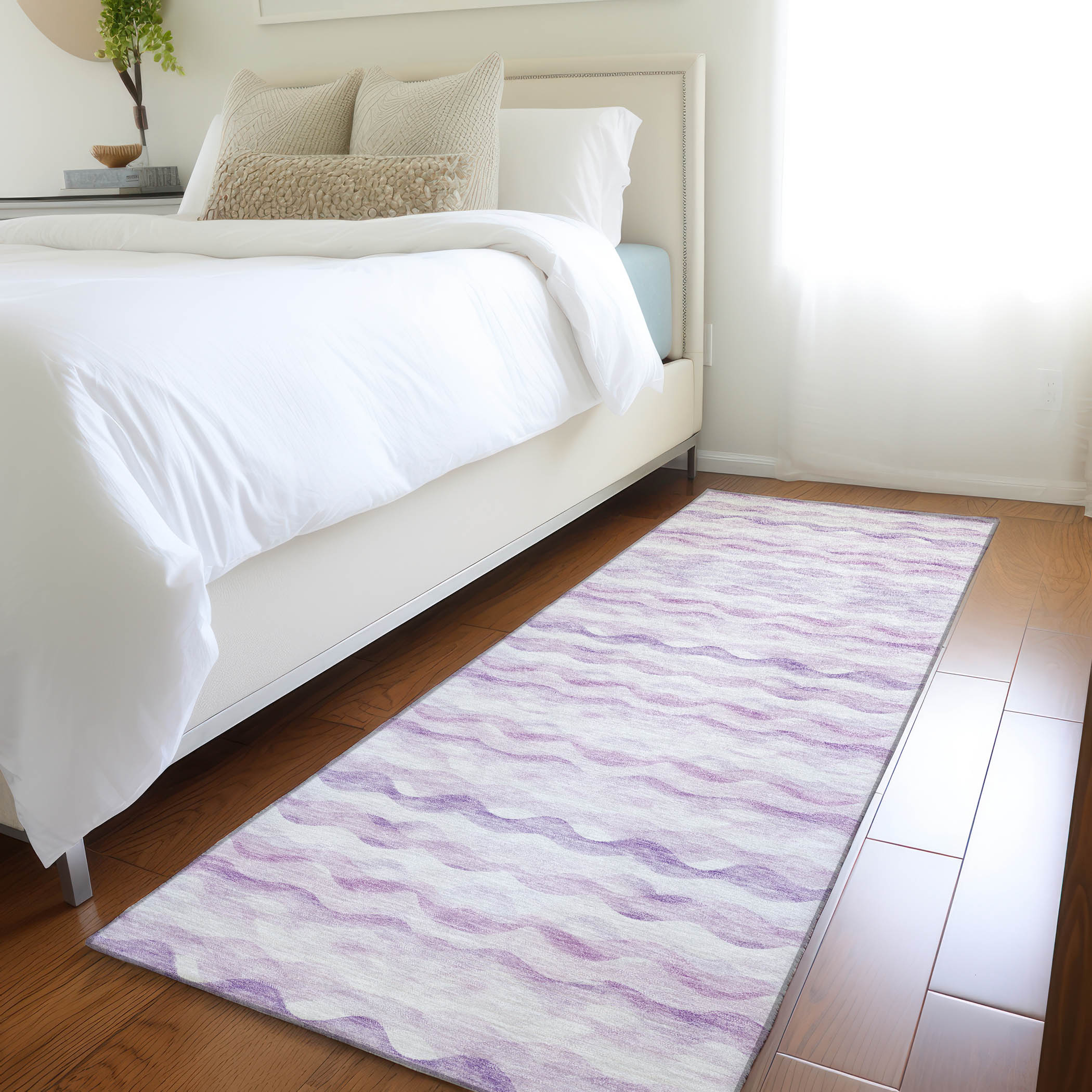Addison Rugs AMF195PP2X8 Mayfield AMF195PP 2 x 7 (ft) Loomed Polyester Purple Rectangular Indoor Geometric Machine washable Area rug