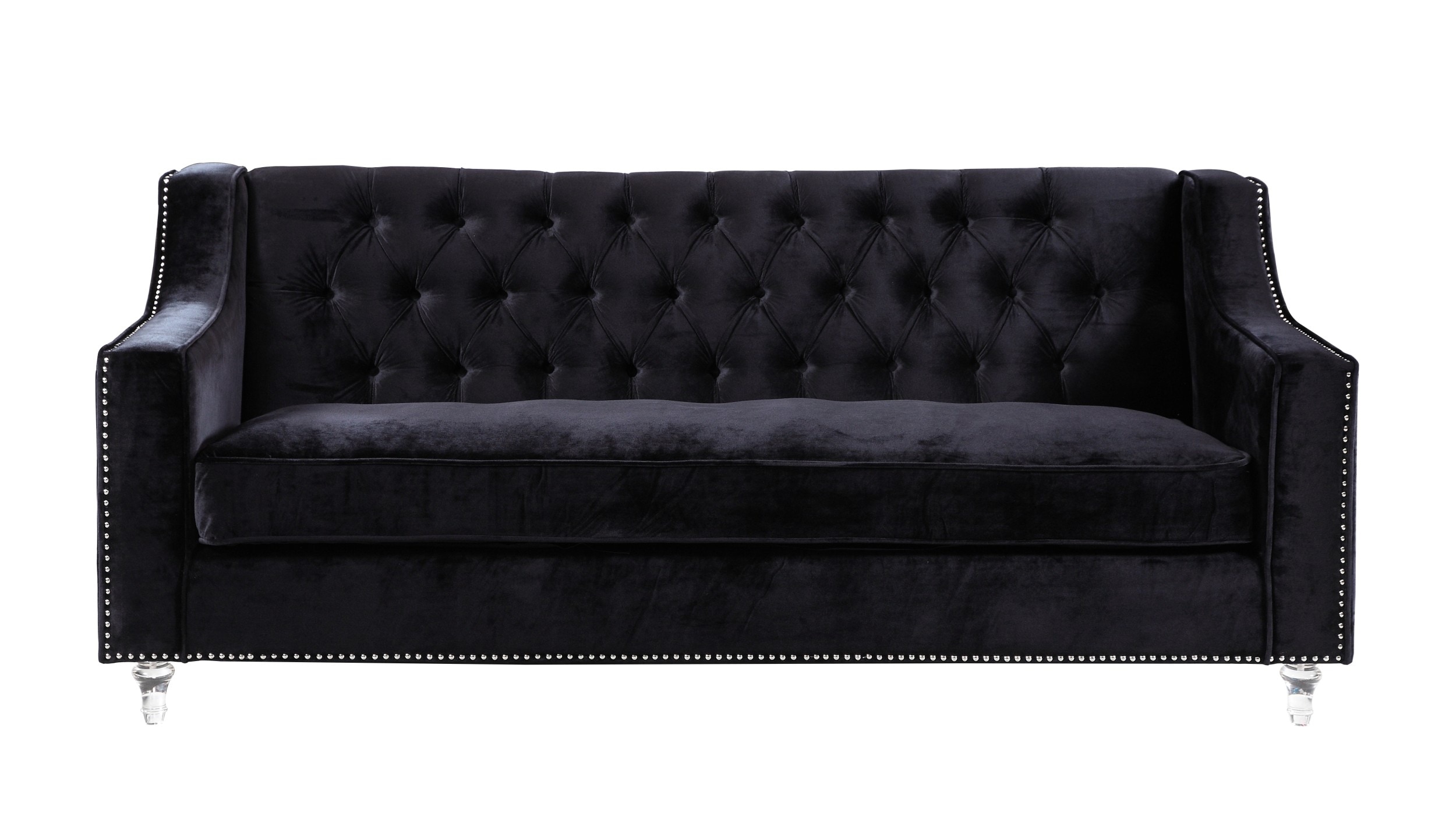 Chic Home Design Dylan 84-in Modern Black Velvet 3-seater Sofa at Lowes.com