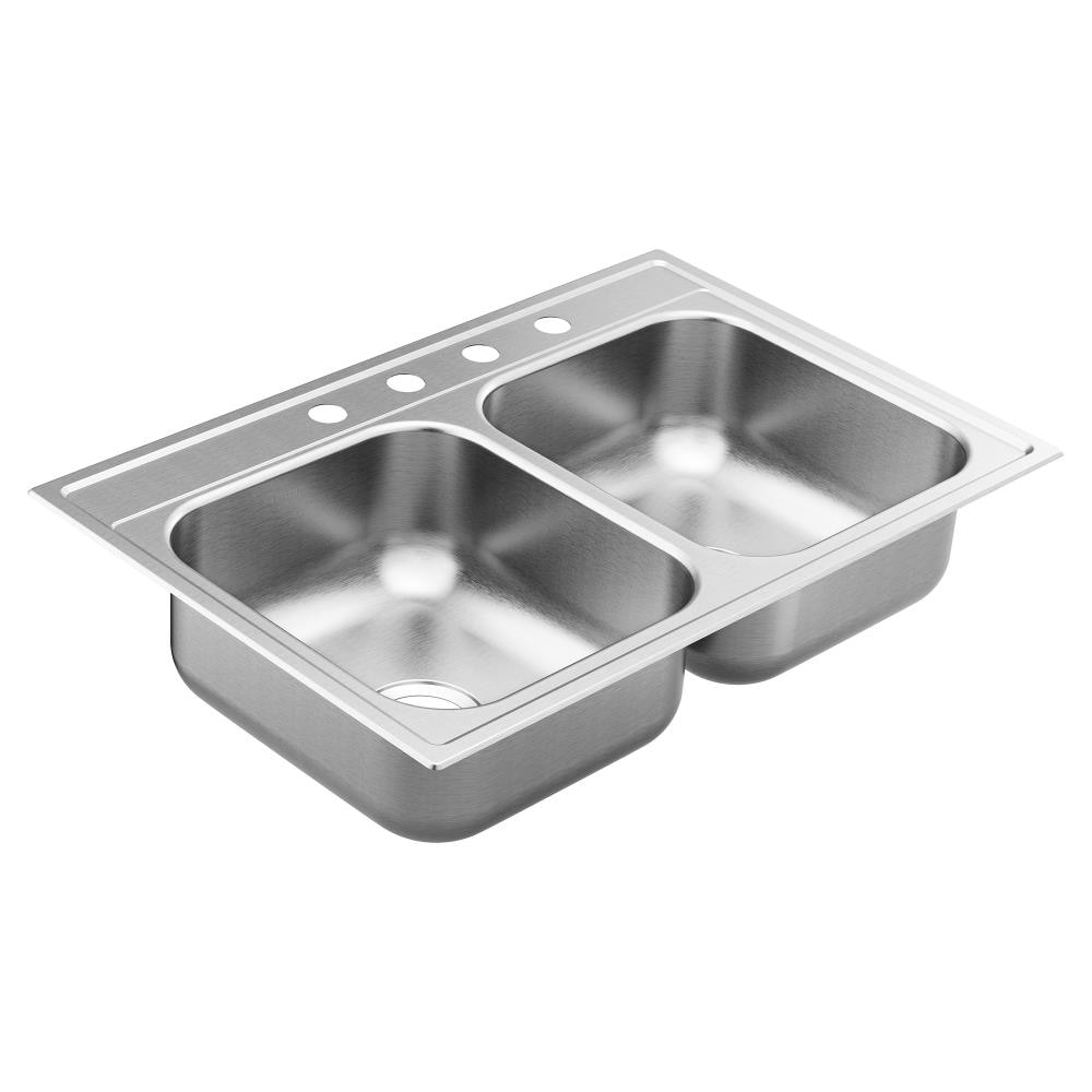 Moen 1800 Drop In 33 In X 22 In Satin Stainless Steel Double Equal Bowl   16288706 