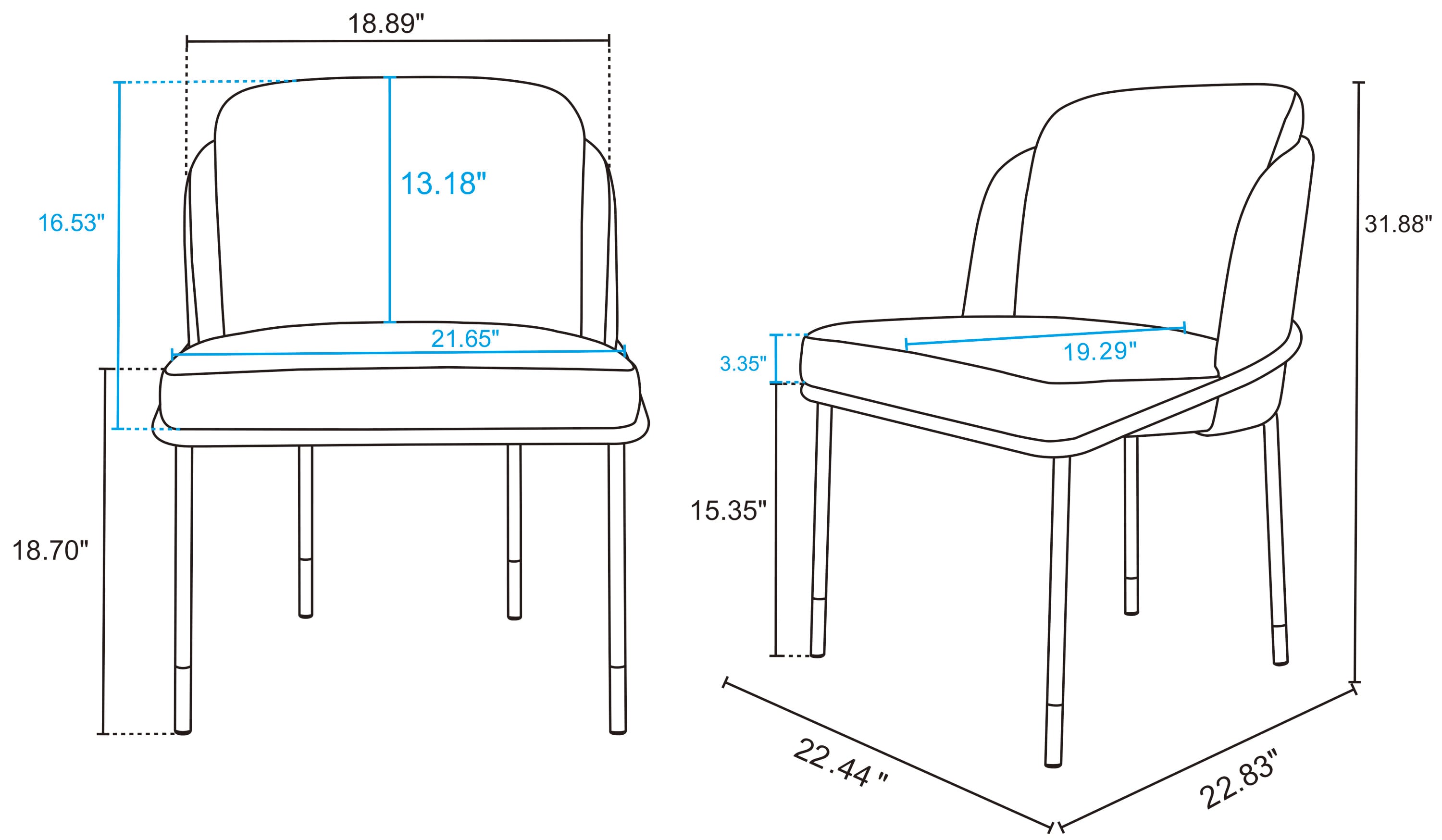 High Gray Upholstered Metal Side Chair