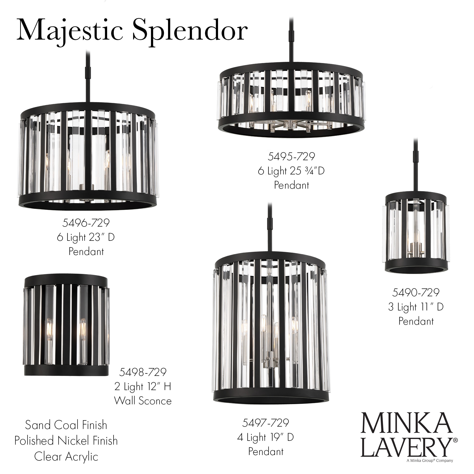 Sand Coal & Polished Nickel Drum Pendant Light with Glass Shade, 6-Light
