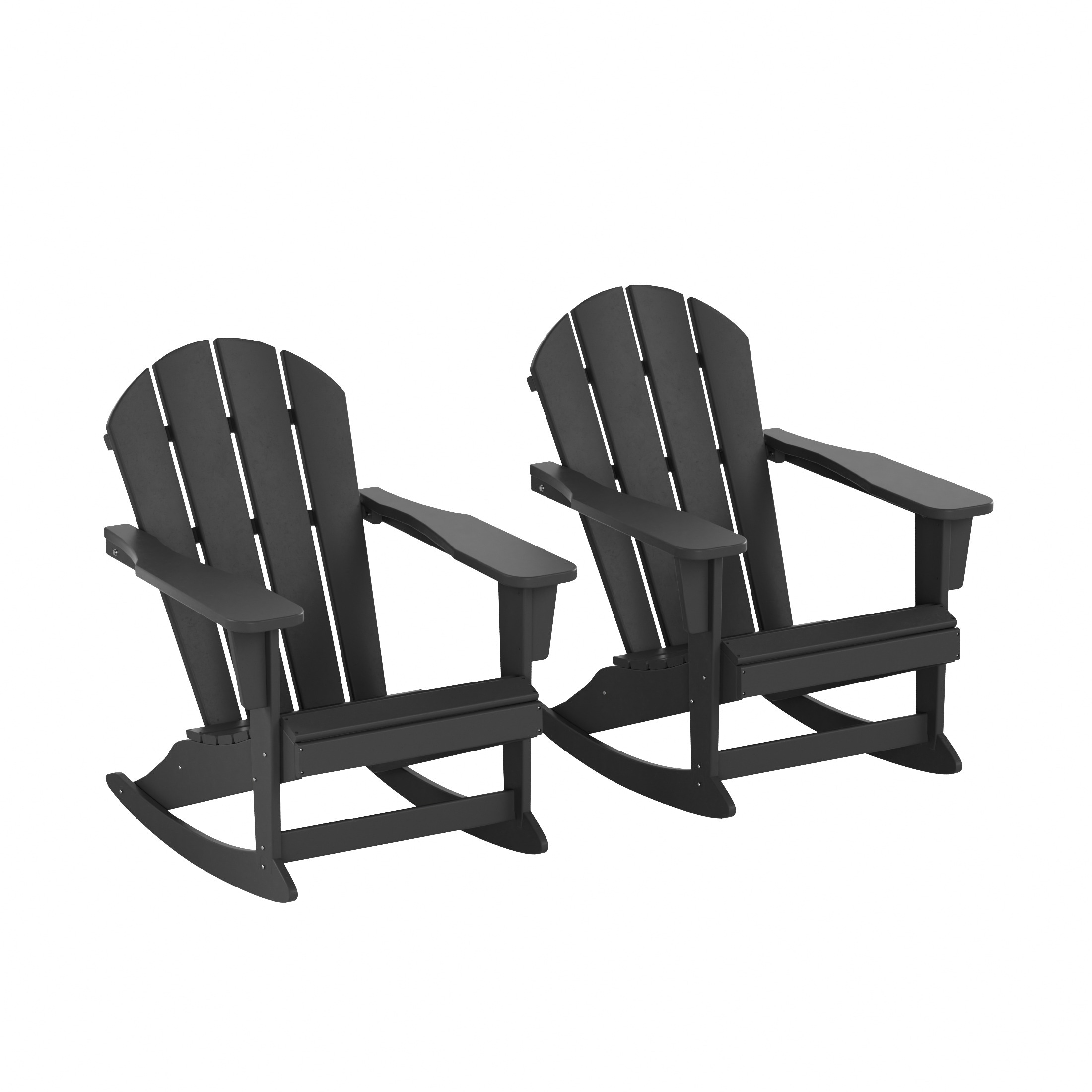 Westin Furniture 2001-RC-GY2 Laguna Set of 2 Gray HDPE Frame Rocking Chair with Slat Seat