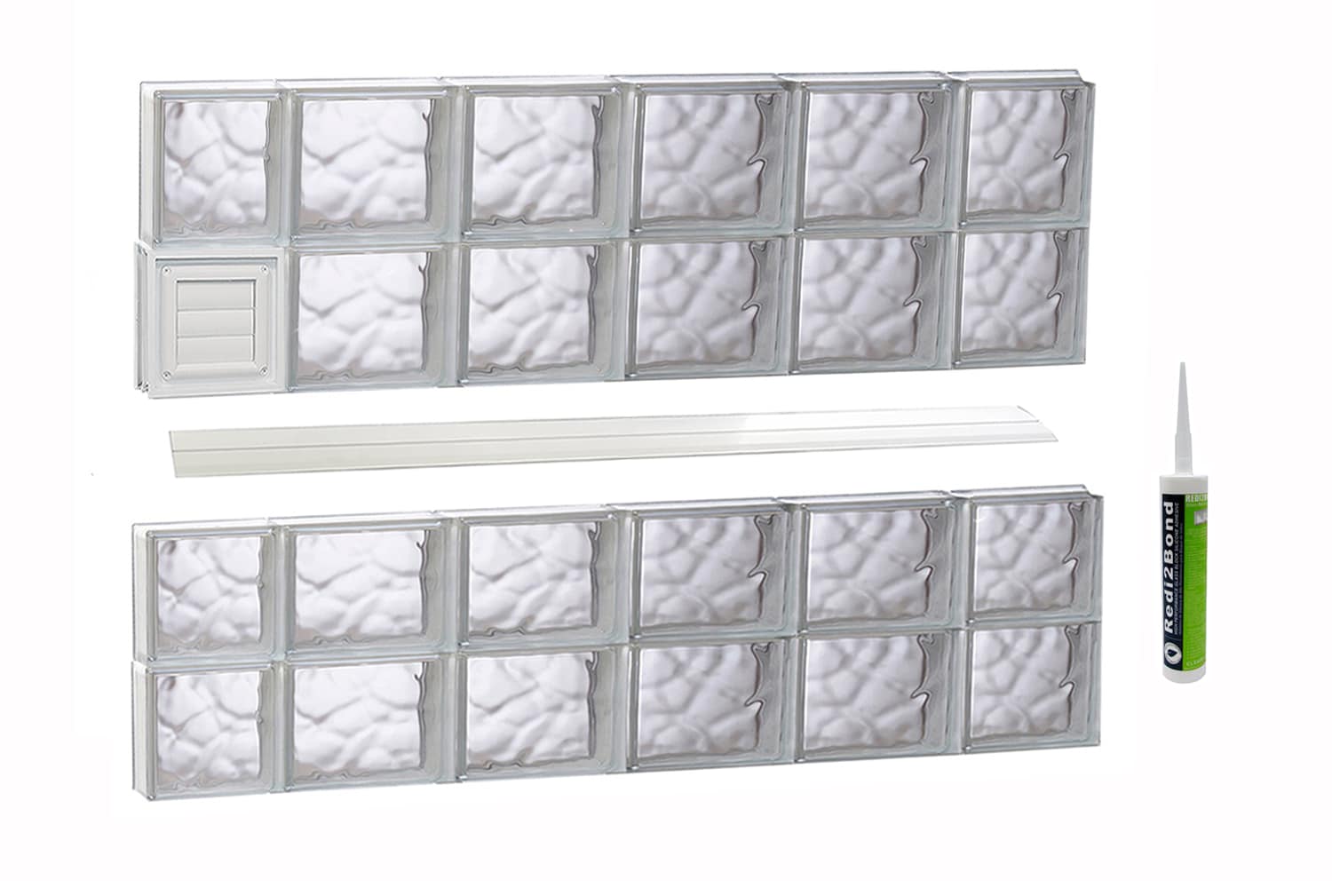 REDI2SET D4430DC Wavy Glass 42-1/2-in x 29-in Frameless Replacement Dryer vent Glass Block Window