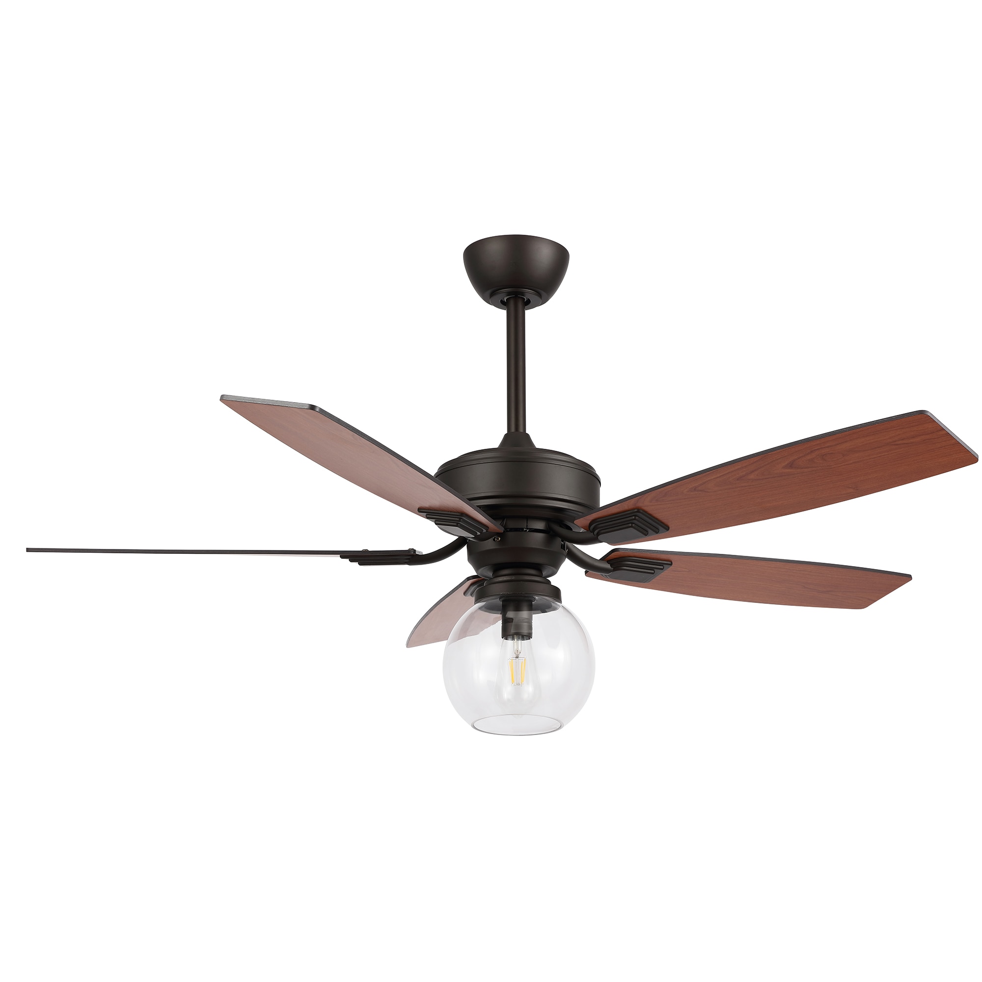 GETLEDEL LECF-0908-NB 52-in Oil Bronze with Walnut, Cherry Blades Ceiling Fan Light Kit Compatible - Remote Included ( 5 -Blade )