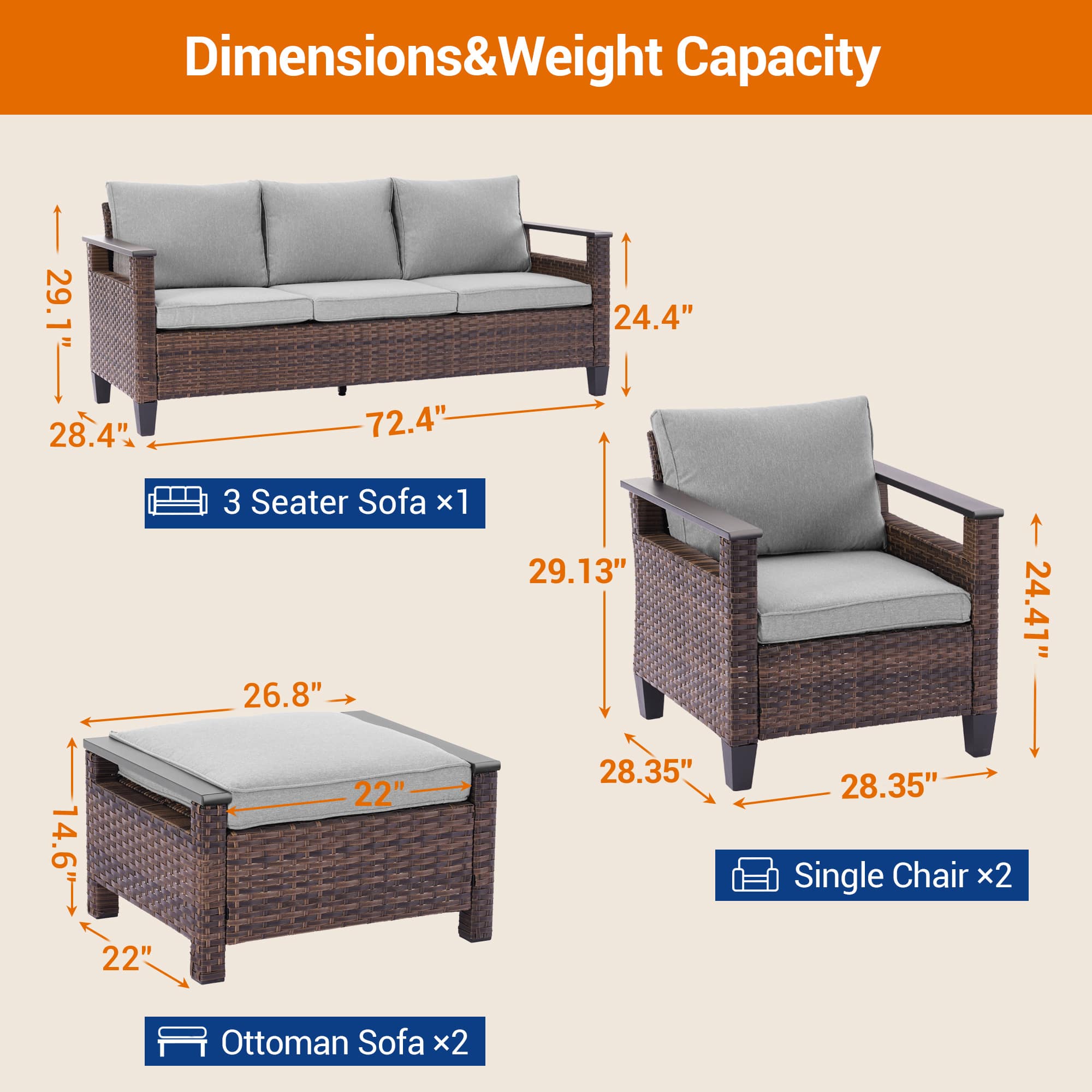 Aok Garden LWP-PS-126BLY Patio-Conversation-Sets - View #2