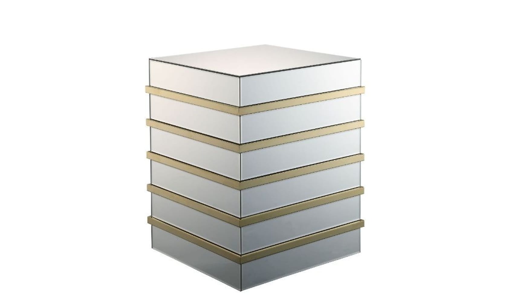 HomeRoots 4000486350 19-Inches W x 24-Inches H Mirrored Glass Square Modern End Table Assembly Required