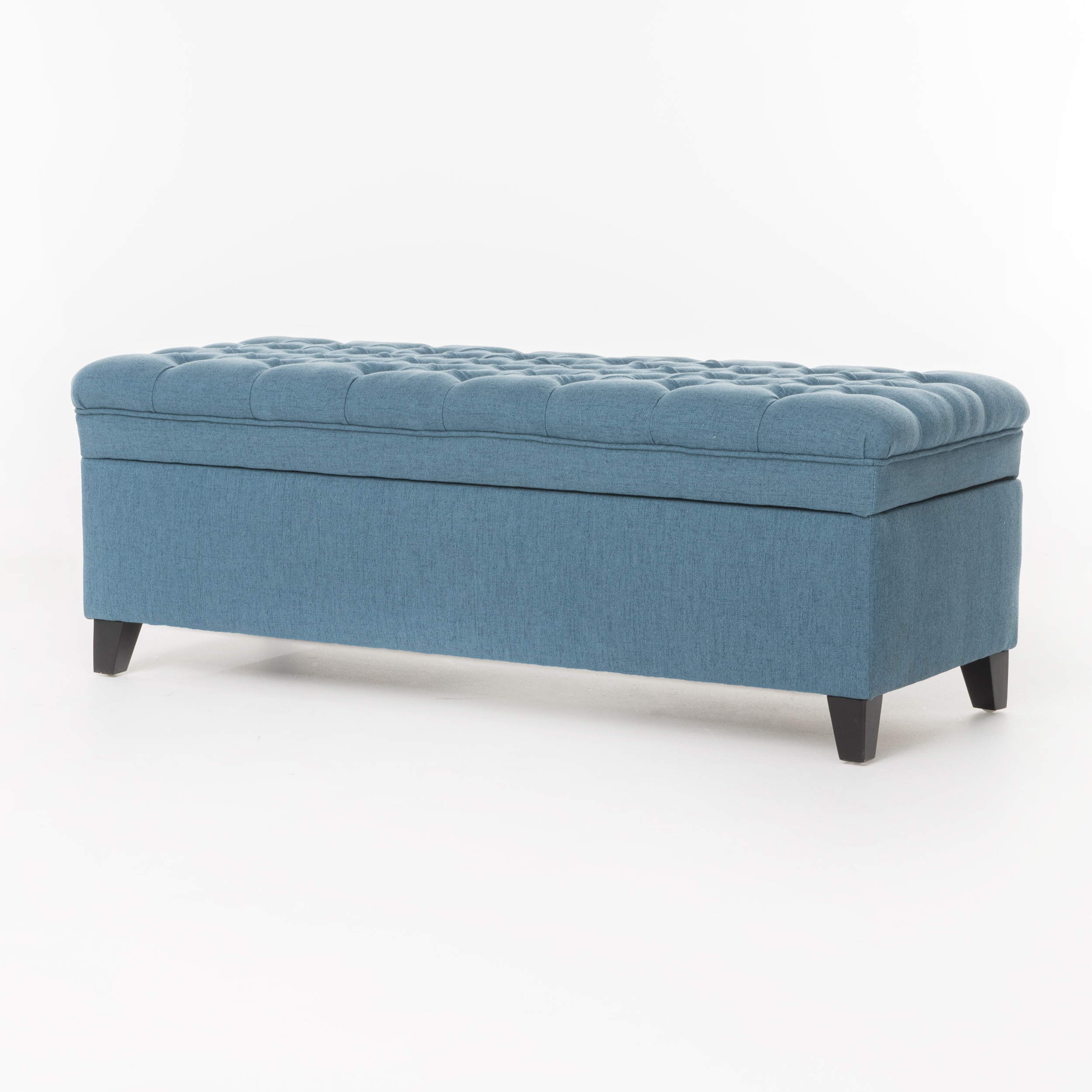 Juliana Oversized Blue Tufted Storage Ottoman Bench