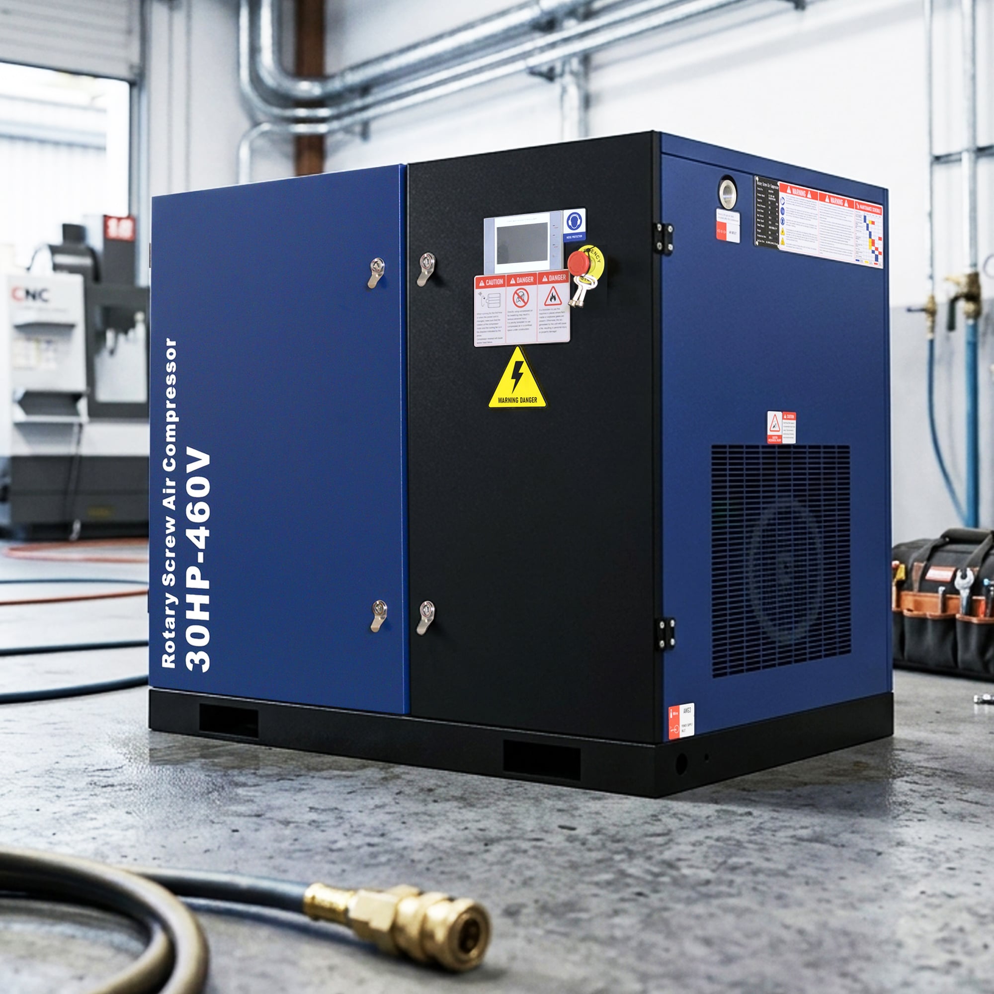 Boyel Living 30HP Rotary Screw Air Compressor 123 CFM 125 PSI 460V 3 Phase Industrial Grade