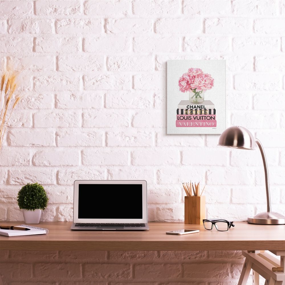 Pink Roses on Fashion Books Canvas Wall Art for Kids Nursery