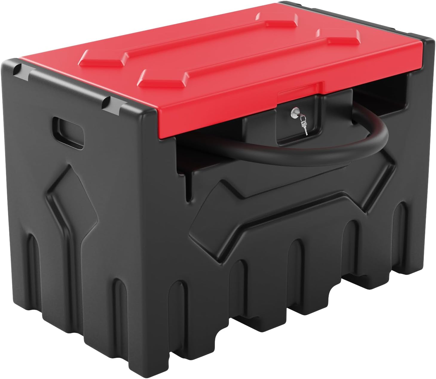 Der Rose GWPAU-3MEL57TK 52 Gallon Portable Diesel Fuel Tank with 12V PumpAuto Shut-Off Nozzle 15Ft Hose 360  Swivel Heavy-Duty HDPE Diesel Transfer Tank for Trucks Farm Generator Construction Red Cover