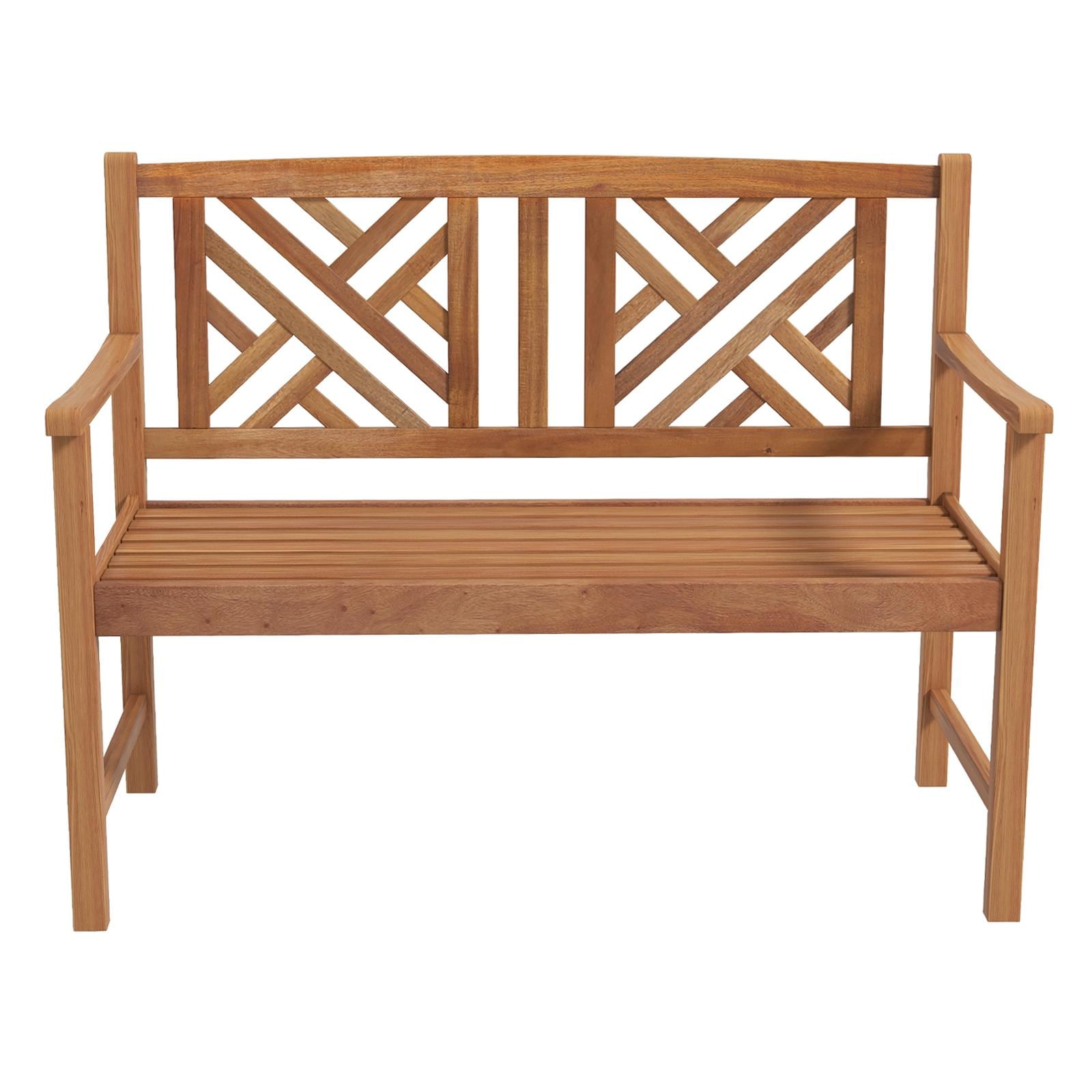 BABOOM BOM-OP71194-CO Wood Patio Bench 48-in W x 34-in H Brown Acacia Garden Bench