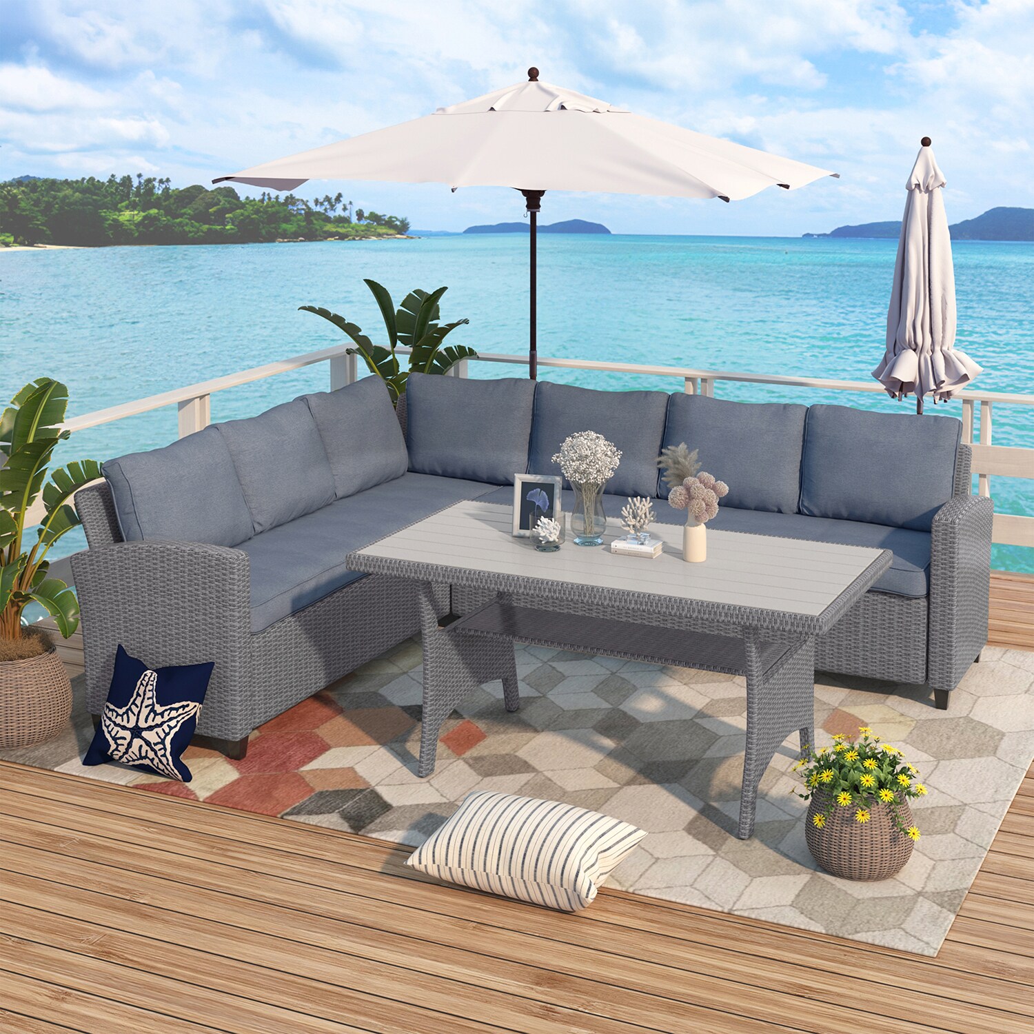 SINOFURN SYA010238GY Patio-Dining-Sets - View #3