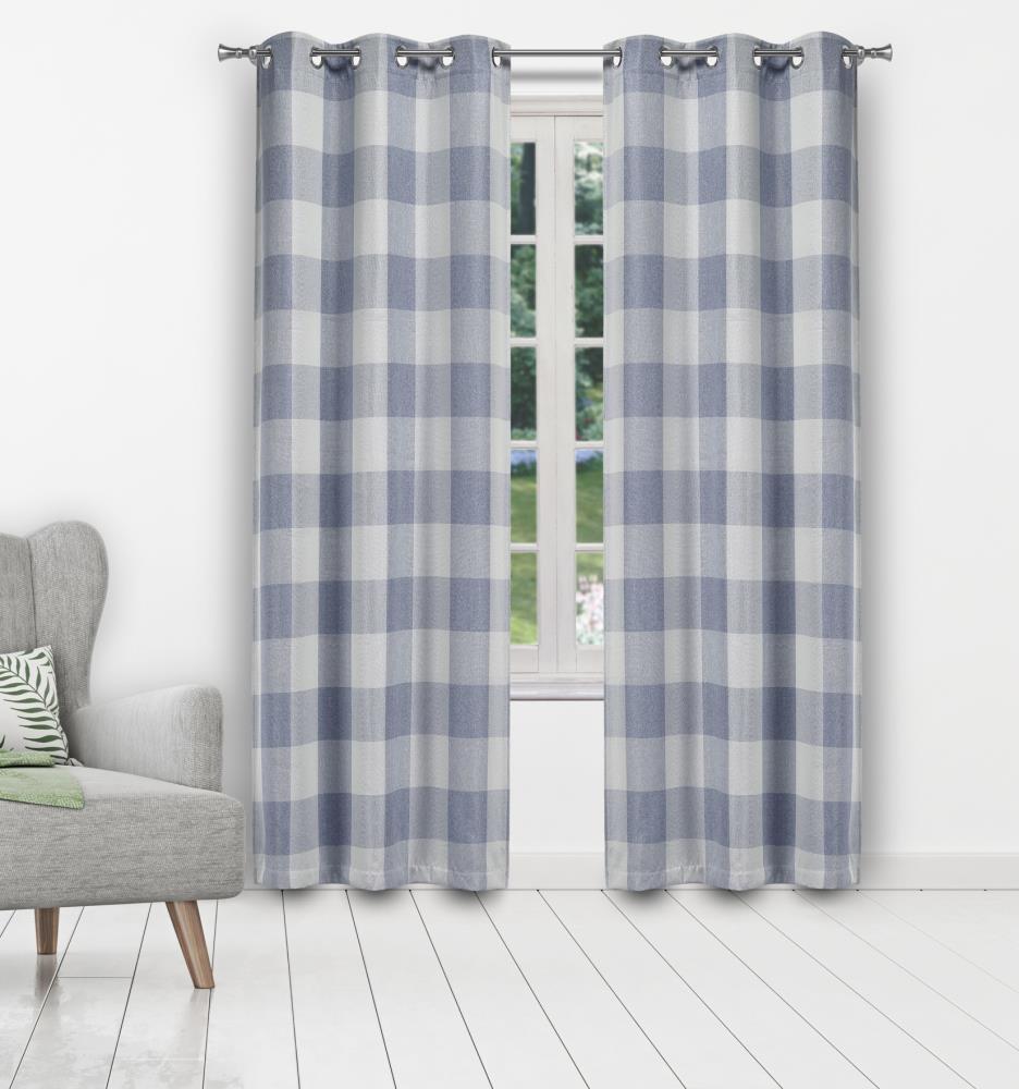 Duck River Textile AARO 16151D=12 96-in Blue Blackout Standard Lined Grommet Curtain Panel Pair