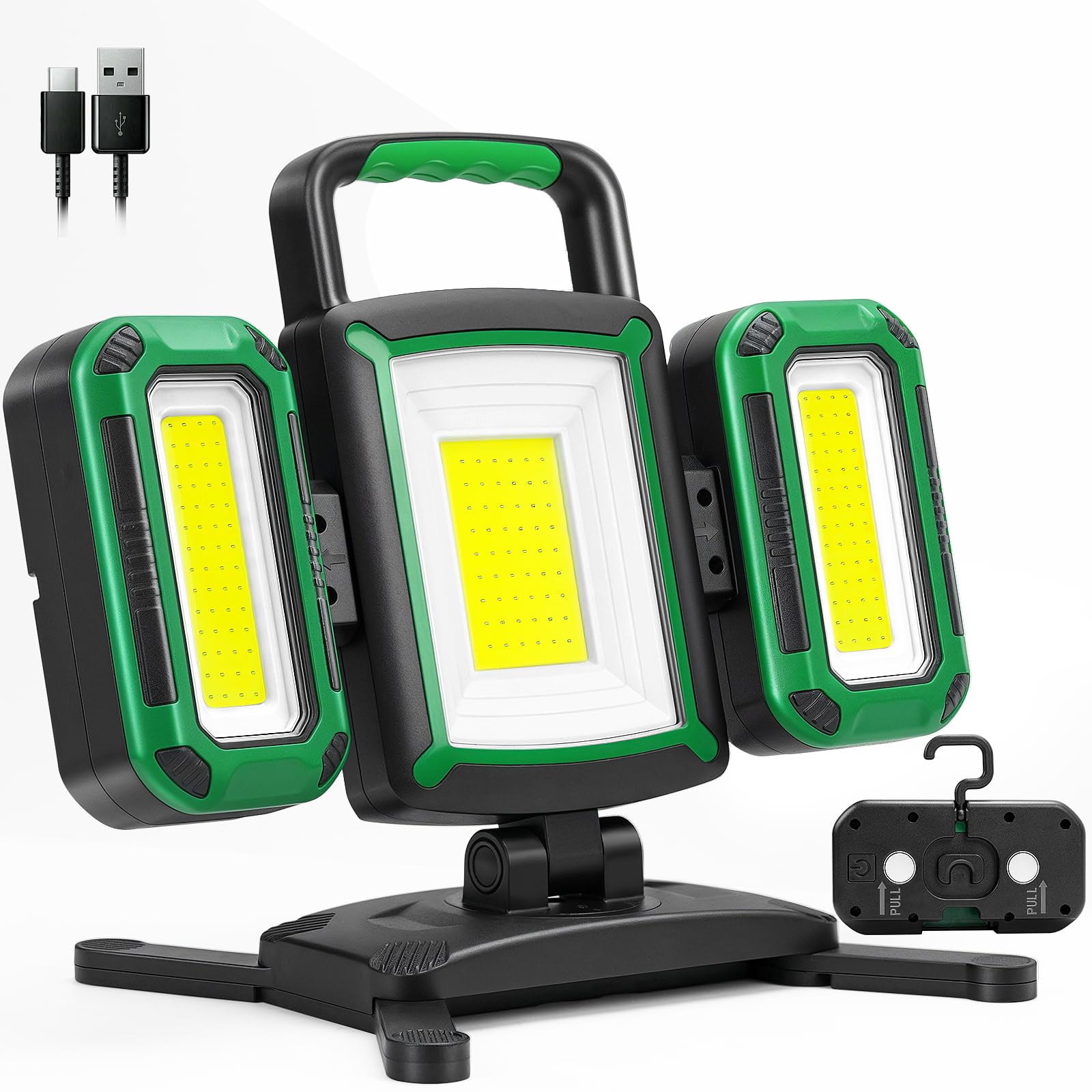 Afoxsos 50W 5000LM 3 in 1 Rechargeable Magnetic LED Work Light Set with 2 Detachable Floodlights 9 Modes 360 Degree Rotating IP65 for Garage Car Repair 1 Piece