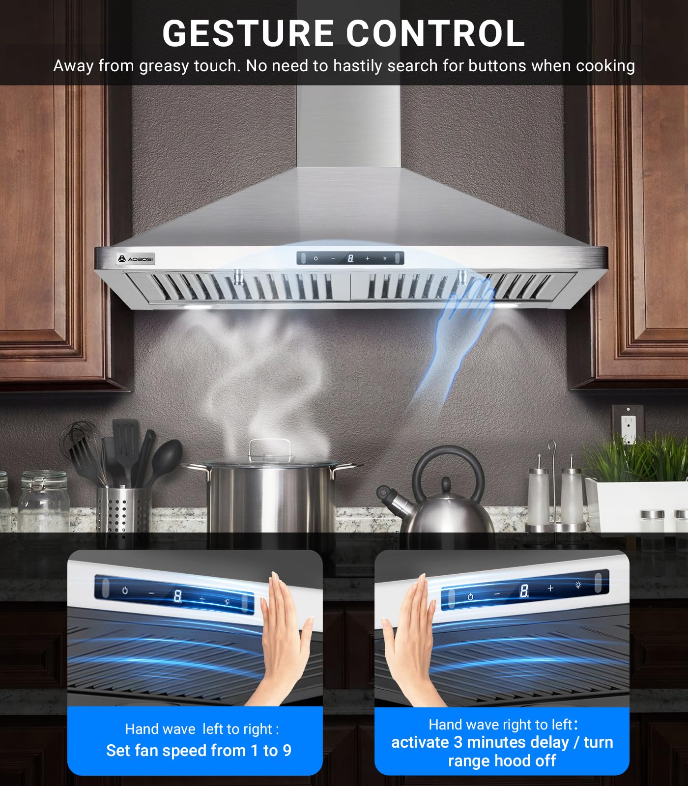 AOBOSI UL-10SGHD30-TS Undercabinet-Range-Hoods - View #3