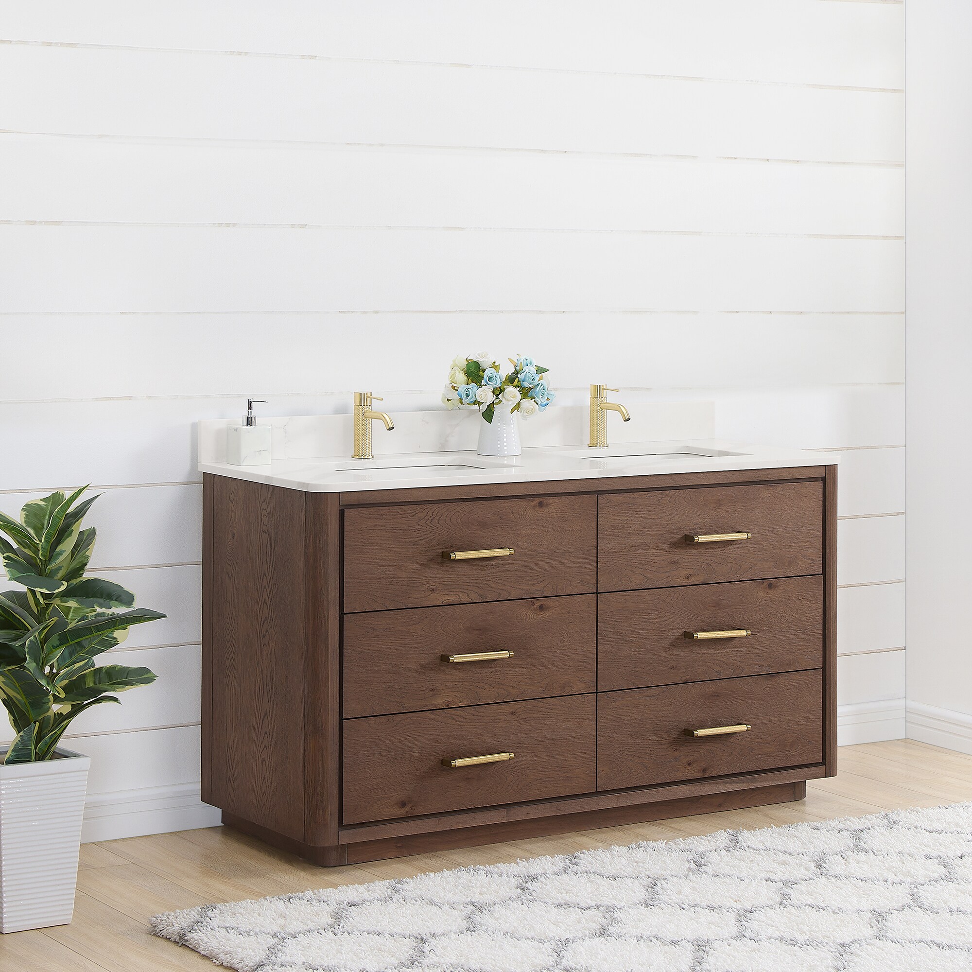 Vinnova Porto 60m In. Free-standing Double Bath Vanity In Aged Natural 