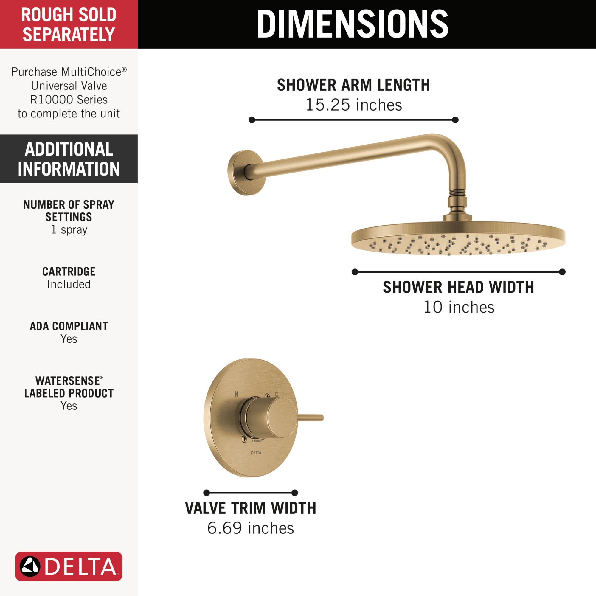 Delta T14269-CZ-PP Tub-Shower-Faucets - View #3