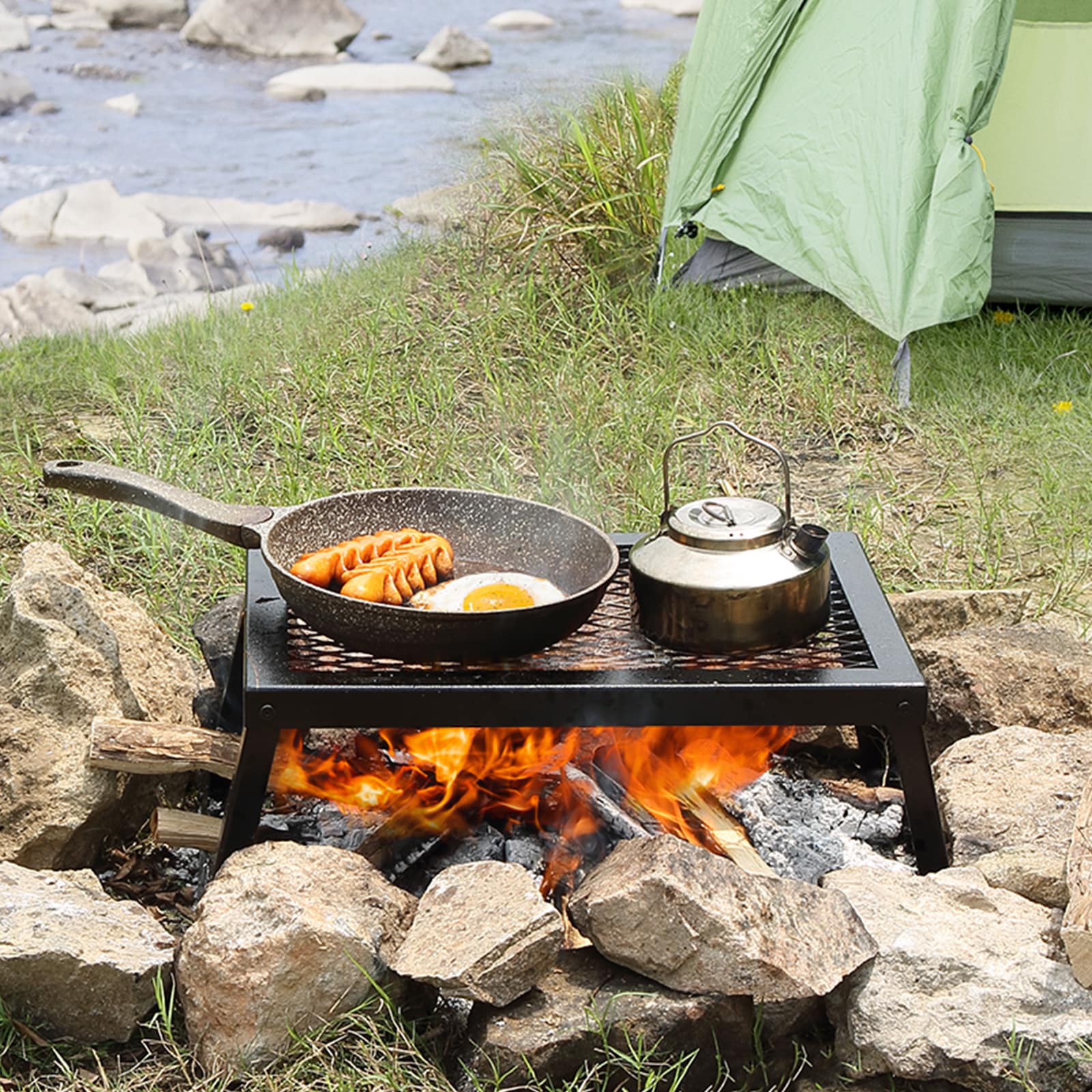 VEVOR VEVOR Campfire Cooking Stand, Carbon Steel, Outdoor Cooking