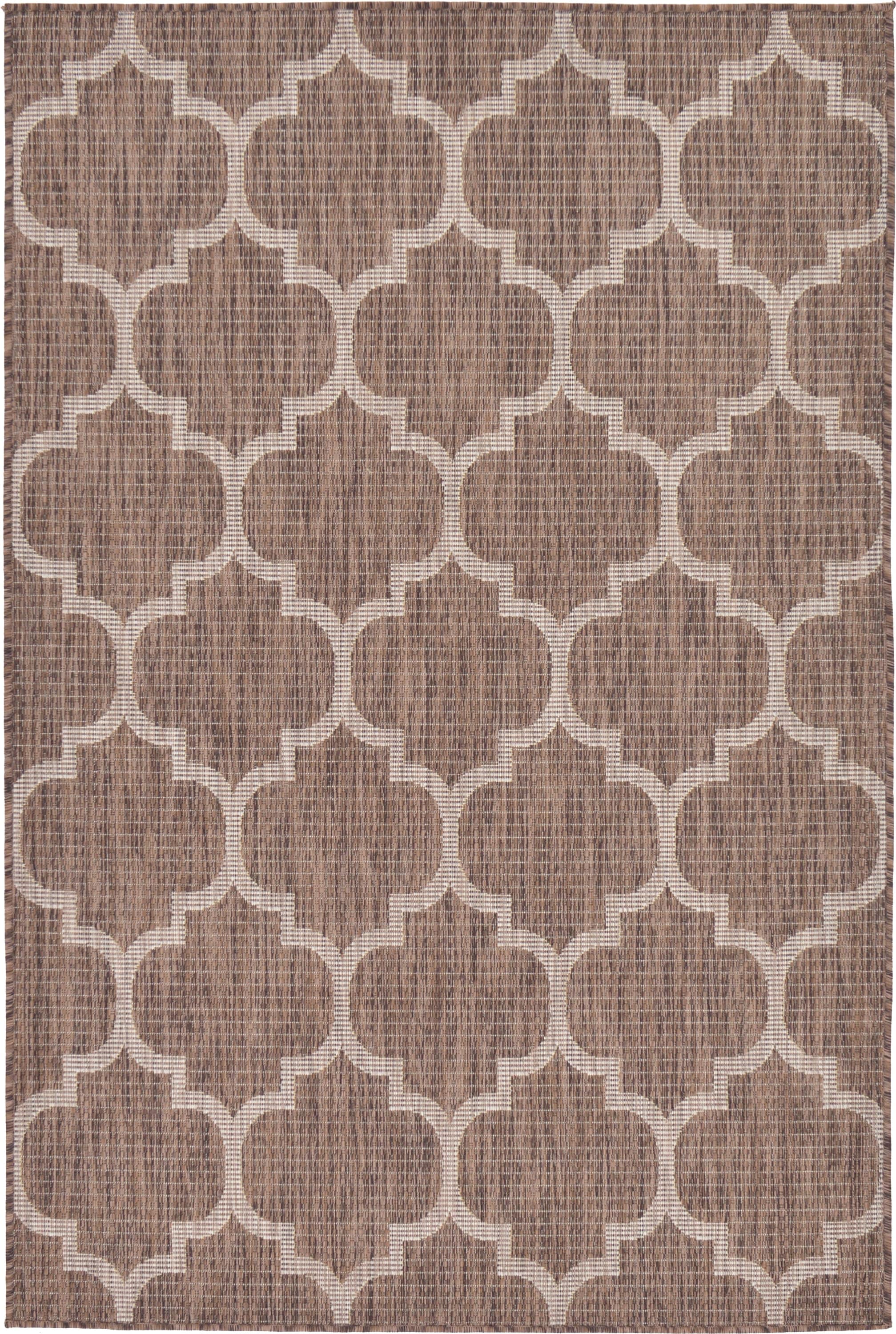 Unique Loom 3128939 Trellis Outdoor 4 x 6 (ft) Loomed Polypropylene Brown/Beige Rectangular Indoor/Outdoor Trellis Area rug