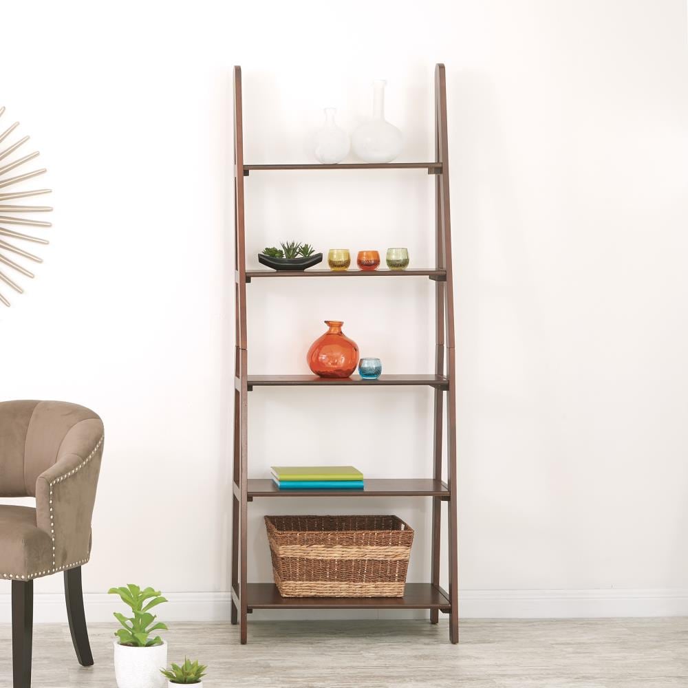 OSP Home Furnishings OSP Designs Espresso Wood 5-Shelf Ladder Bookcase ...