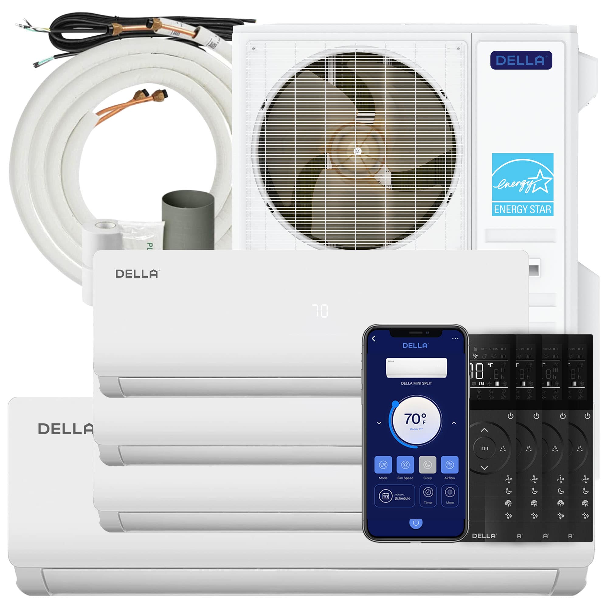 DELLA  55K BTU ODU 4 Zone 9K-9K-9K-24K BTU Mini Split Air Conditioner