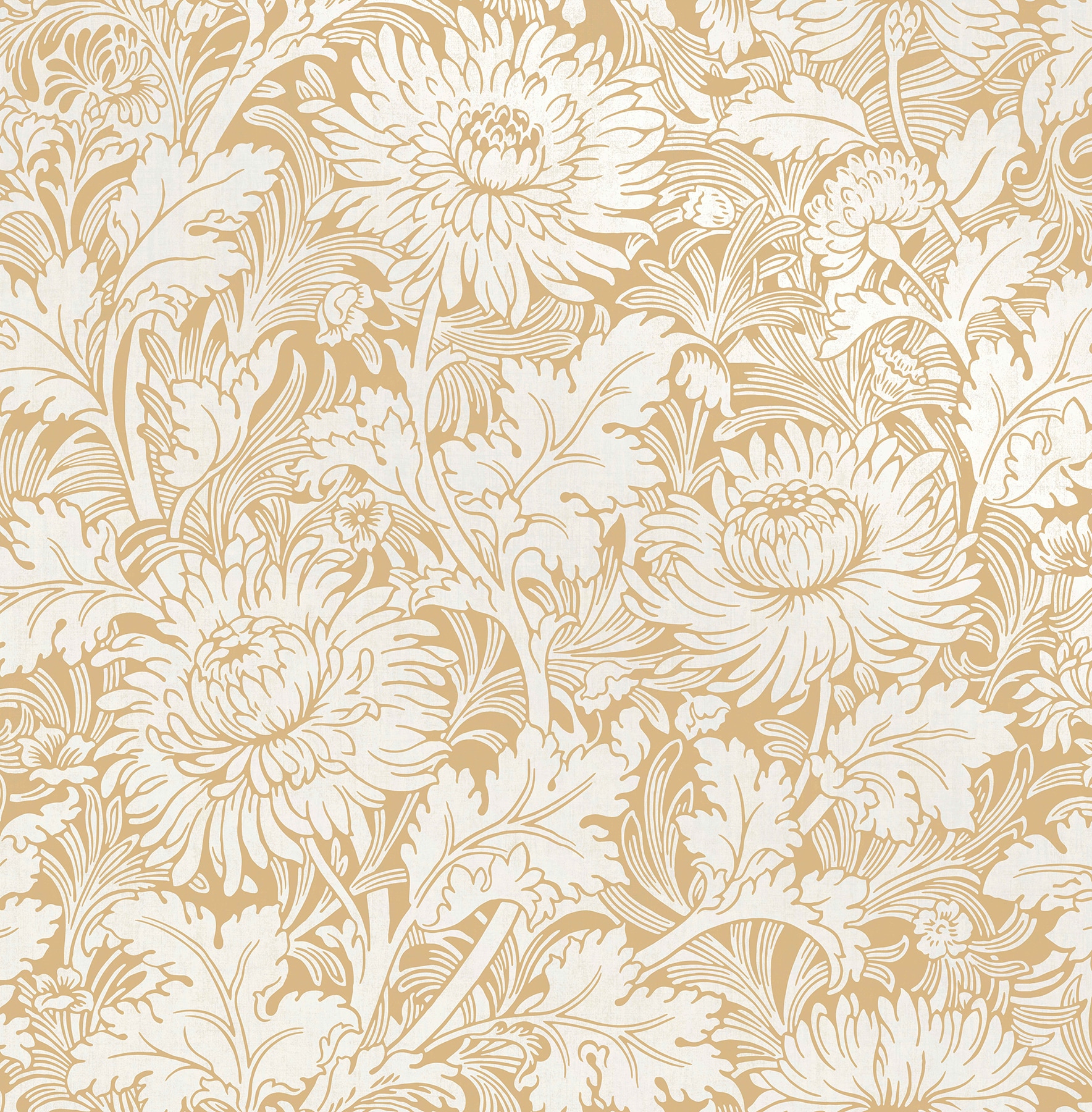 Fine Decor 2900-42528 Medley 56.4-Sq. Feet Mustard Non-woven Floral Unpasted Wallpaper
