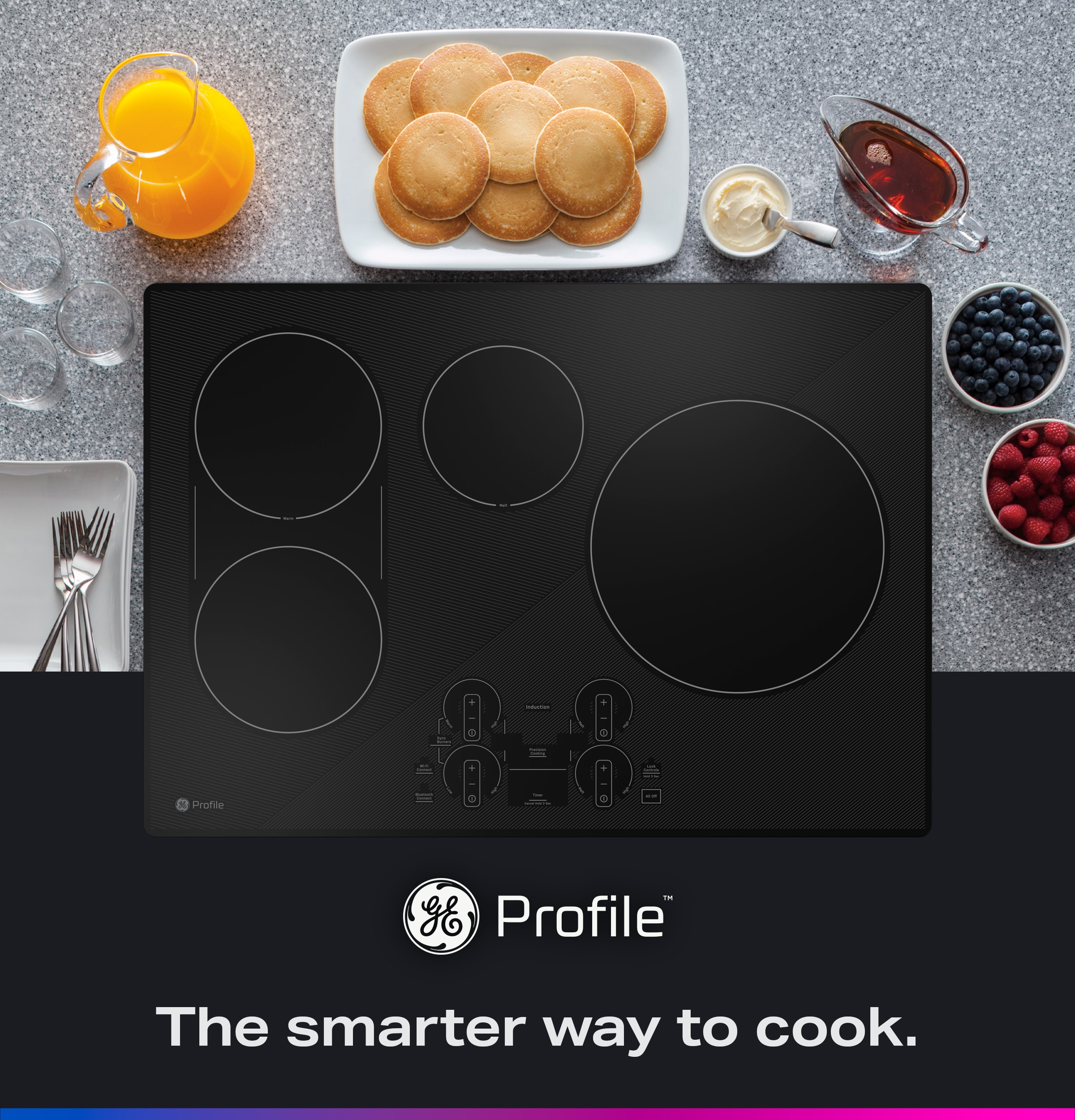 GE Profile PHP9030DJBB 30-Inch Built-In Induction Cooktop, Black