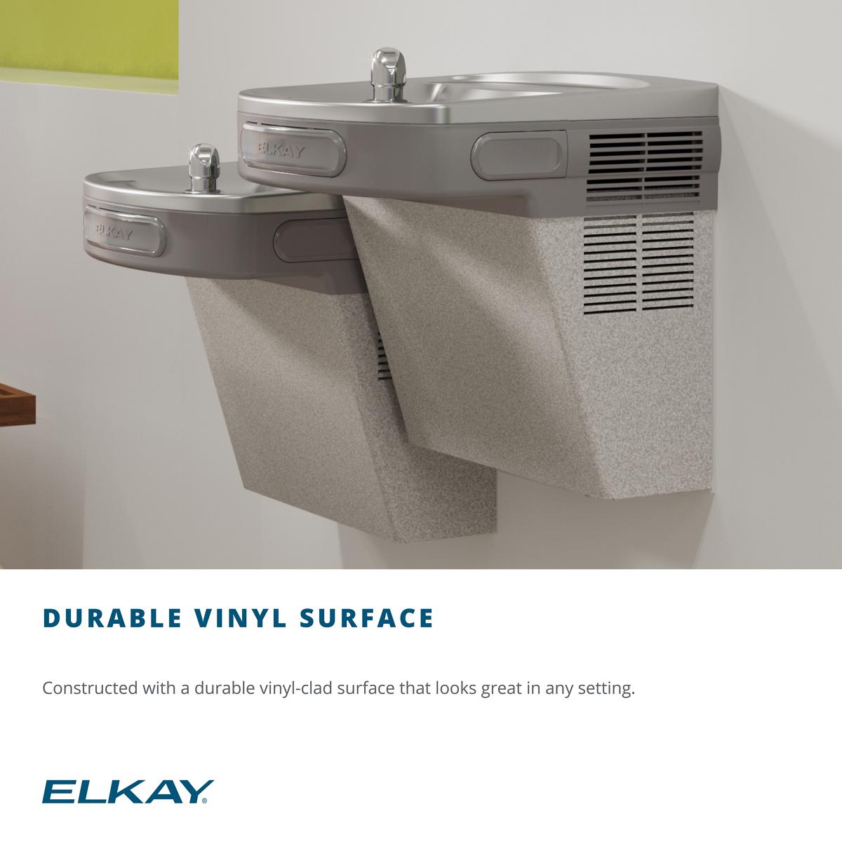 Elkay Water Cooler Gray 2Basin Push Button Wall Mount Drinking