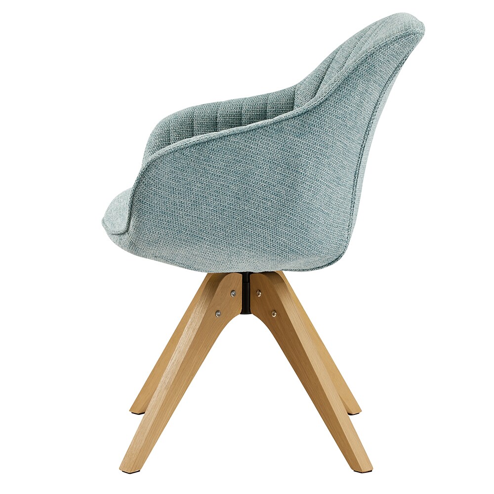 Mid-Century Light Blue Swivel Accent Chair with Beech Wood Legs