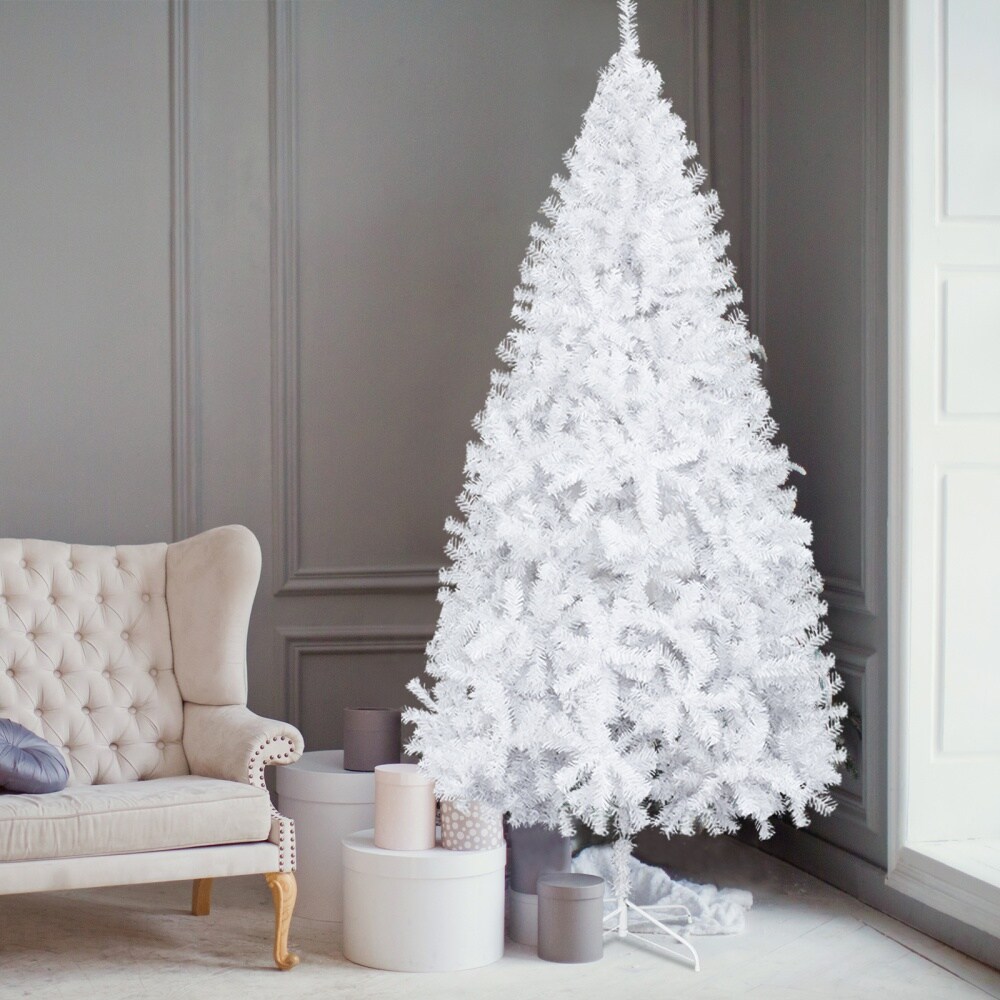 Upsimples 6FT White Christmas Tree 800 PVC Branch Tips Hinged Easy ...