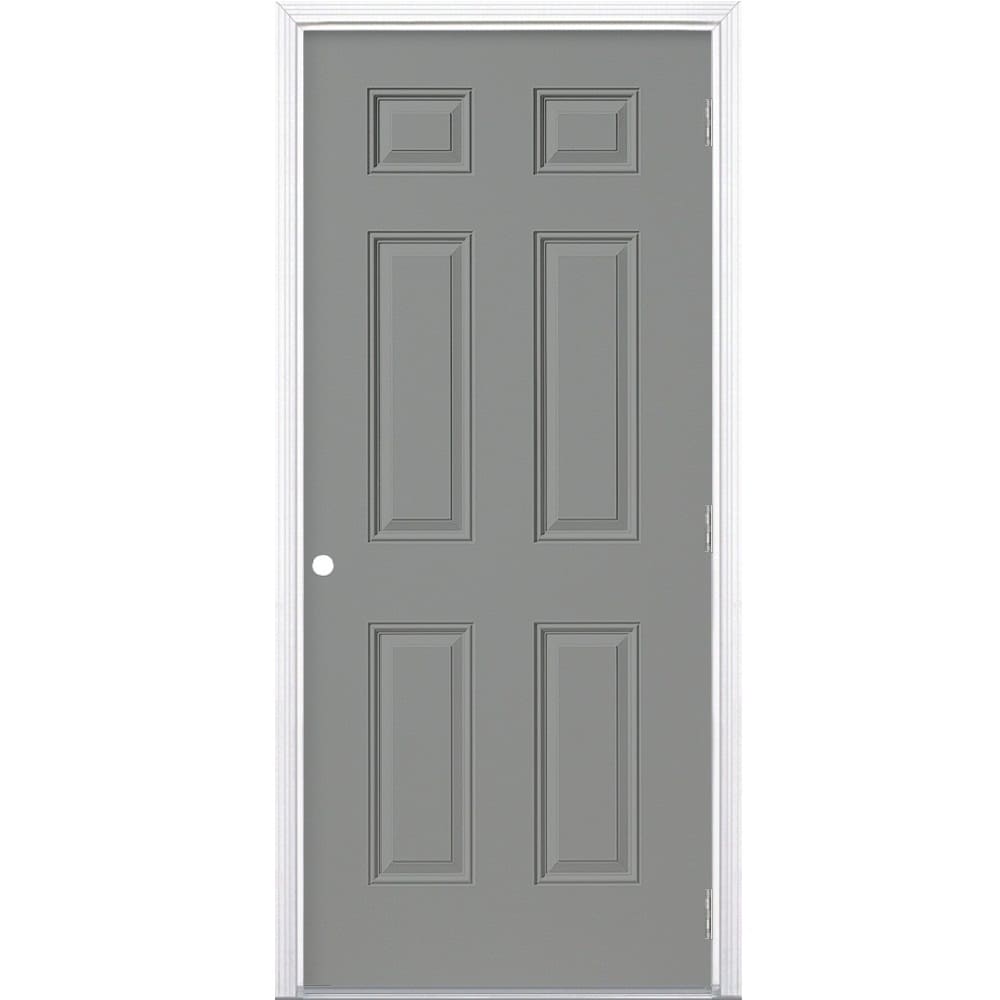 Masonite 32-in W x 80-in H 2-Panel 1/4-Lite White Steel Prehung Entry Door  - Left-Hand Inswing