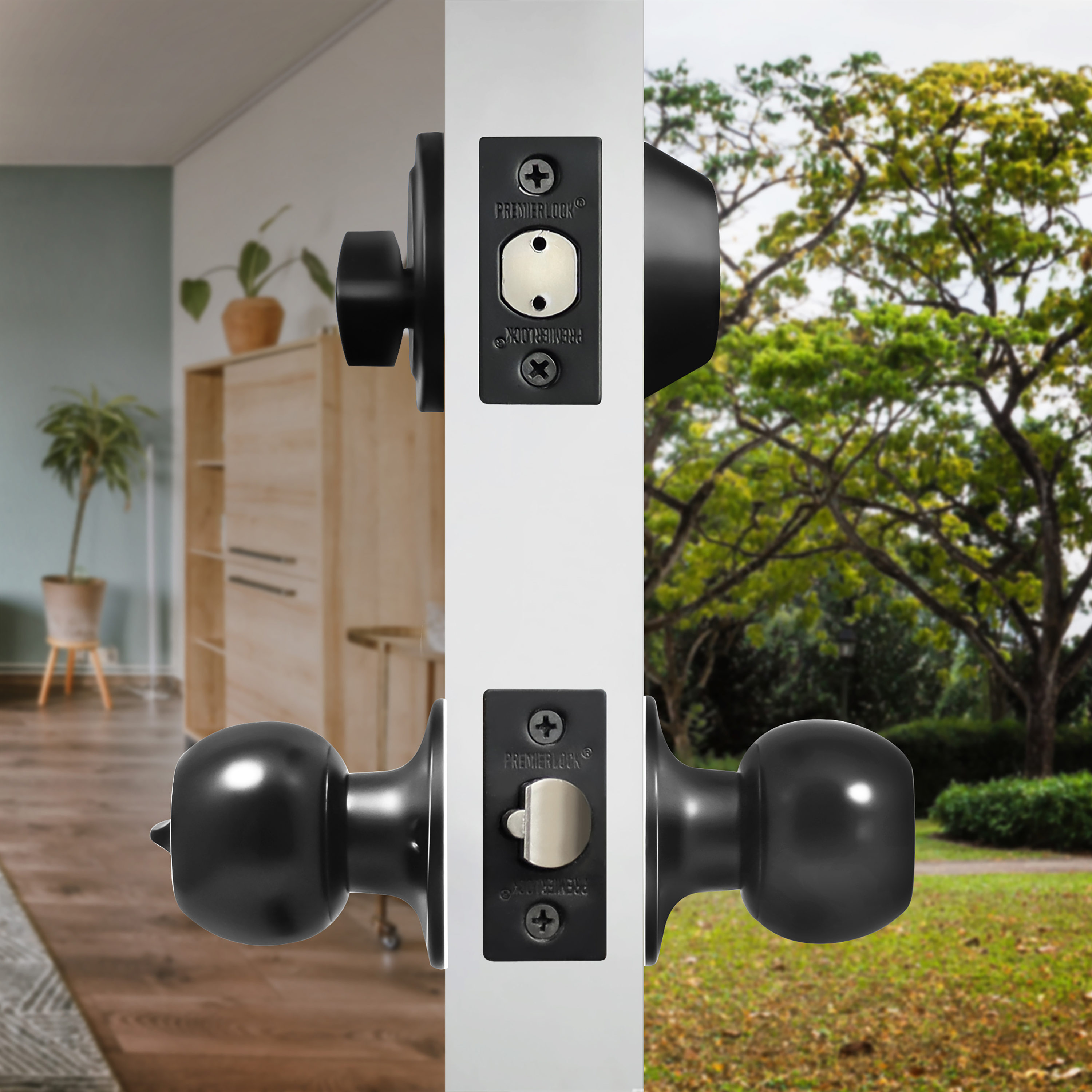 Premier Lock Keyed Alike Entry Door Stainless Steel Exterior  Single-cylinder deadbolt Keyed Entry Door Knob Combo Pack (2-Pack)